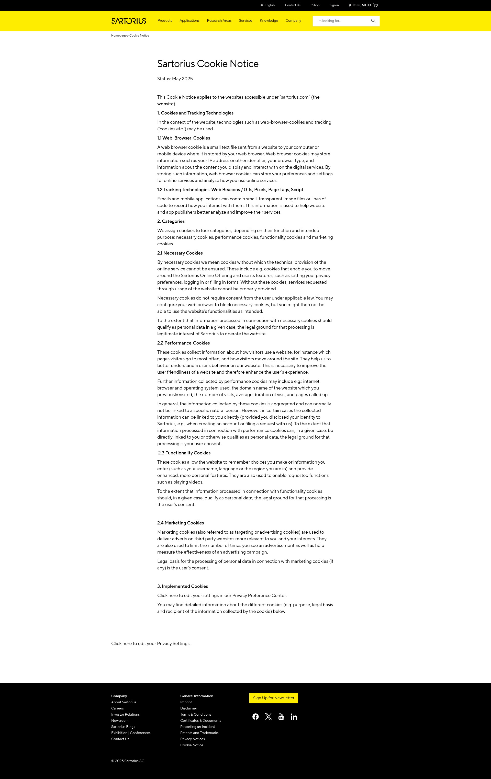 Screenshot of sartorius.com