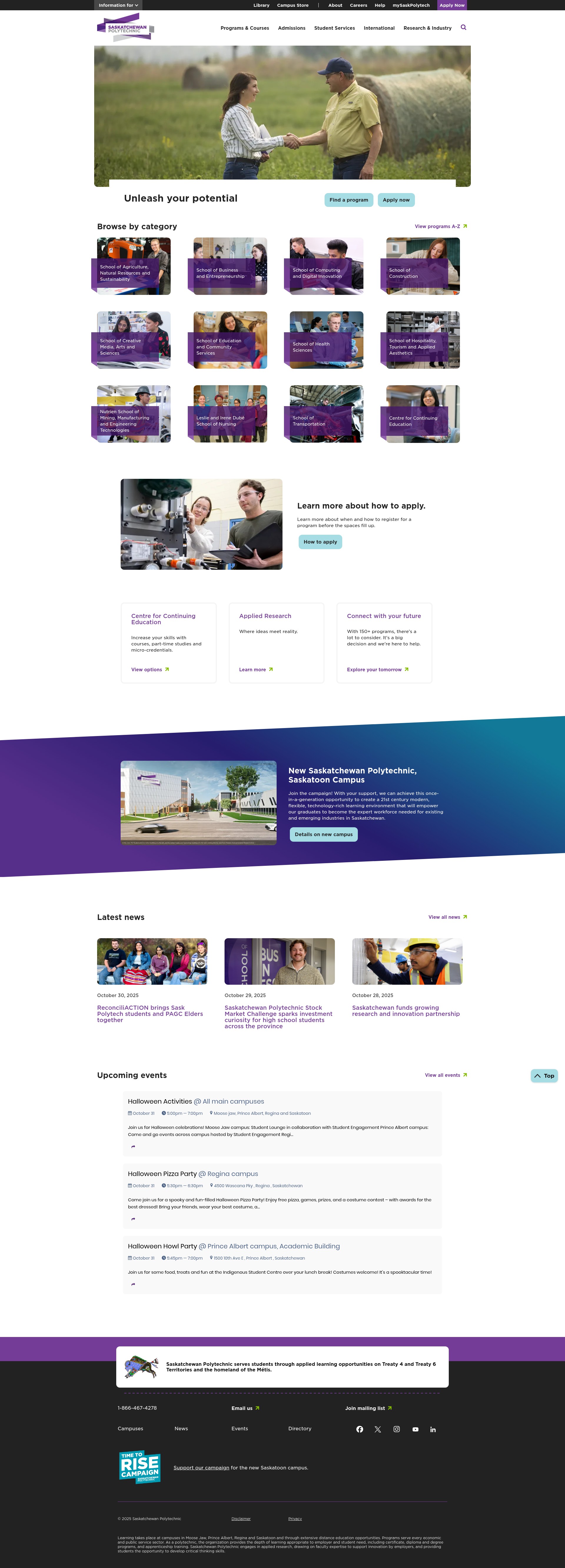 Screenshot of saskpolytech.ca