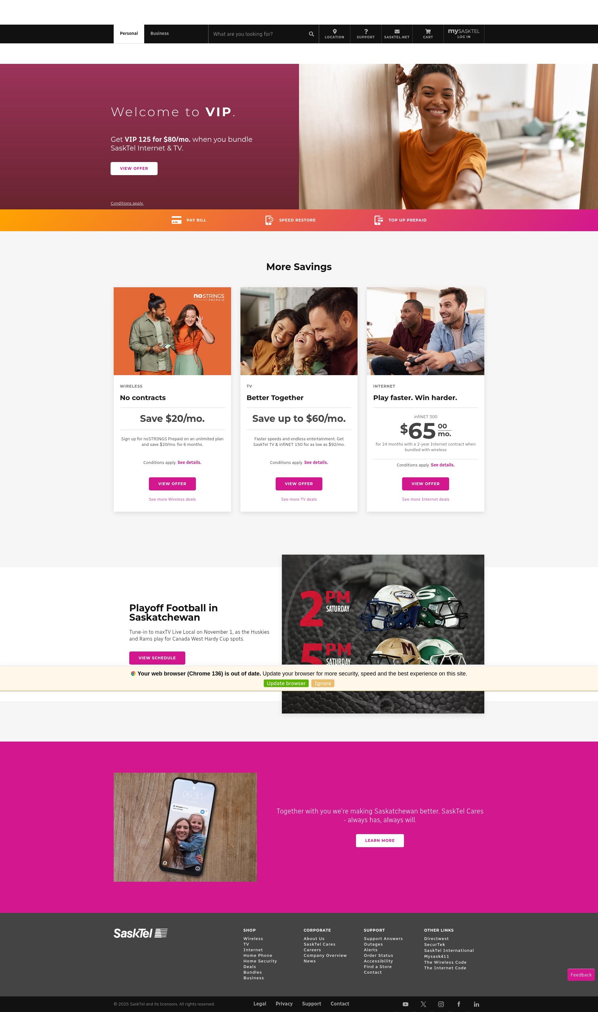 Screenshot of sasktel.com