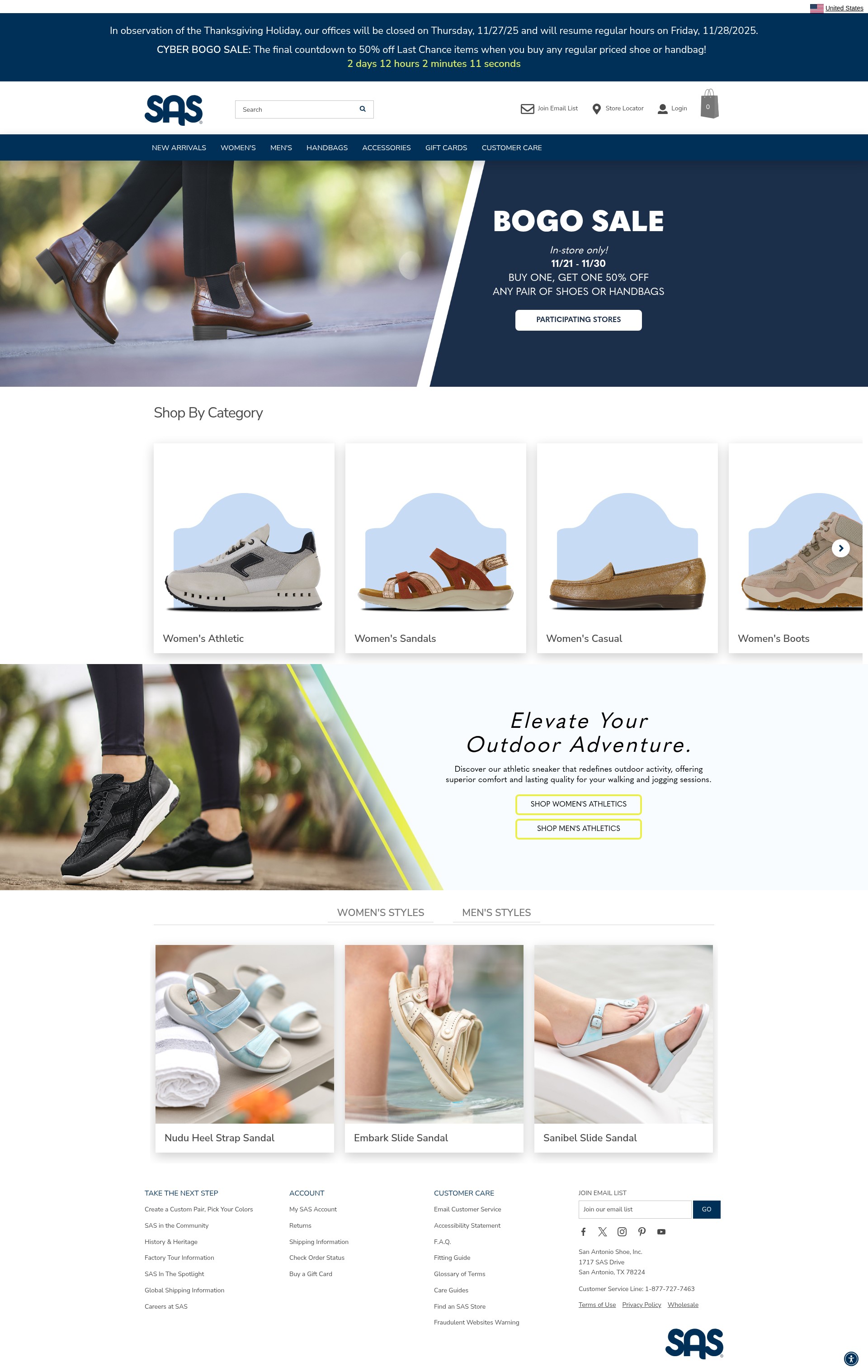 Screenshot of sasshoes.com