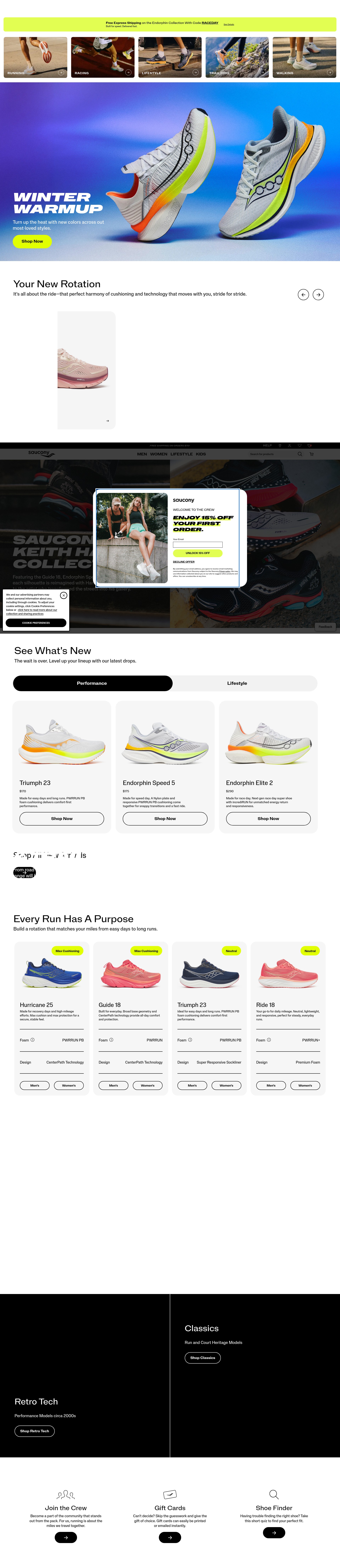 Screenshot of saucony.com