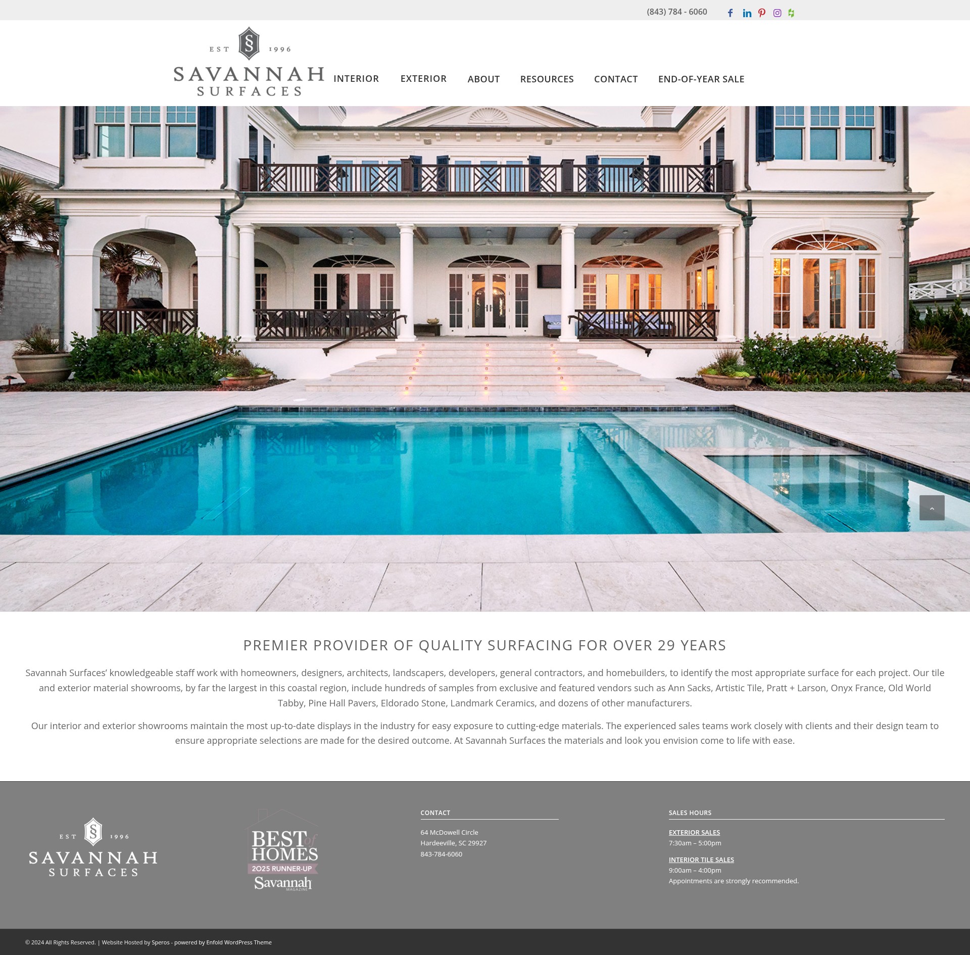Screenshot of savannahsurfaces.com