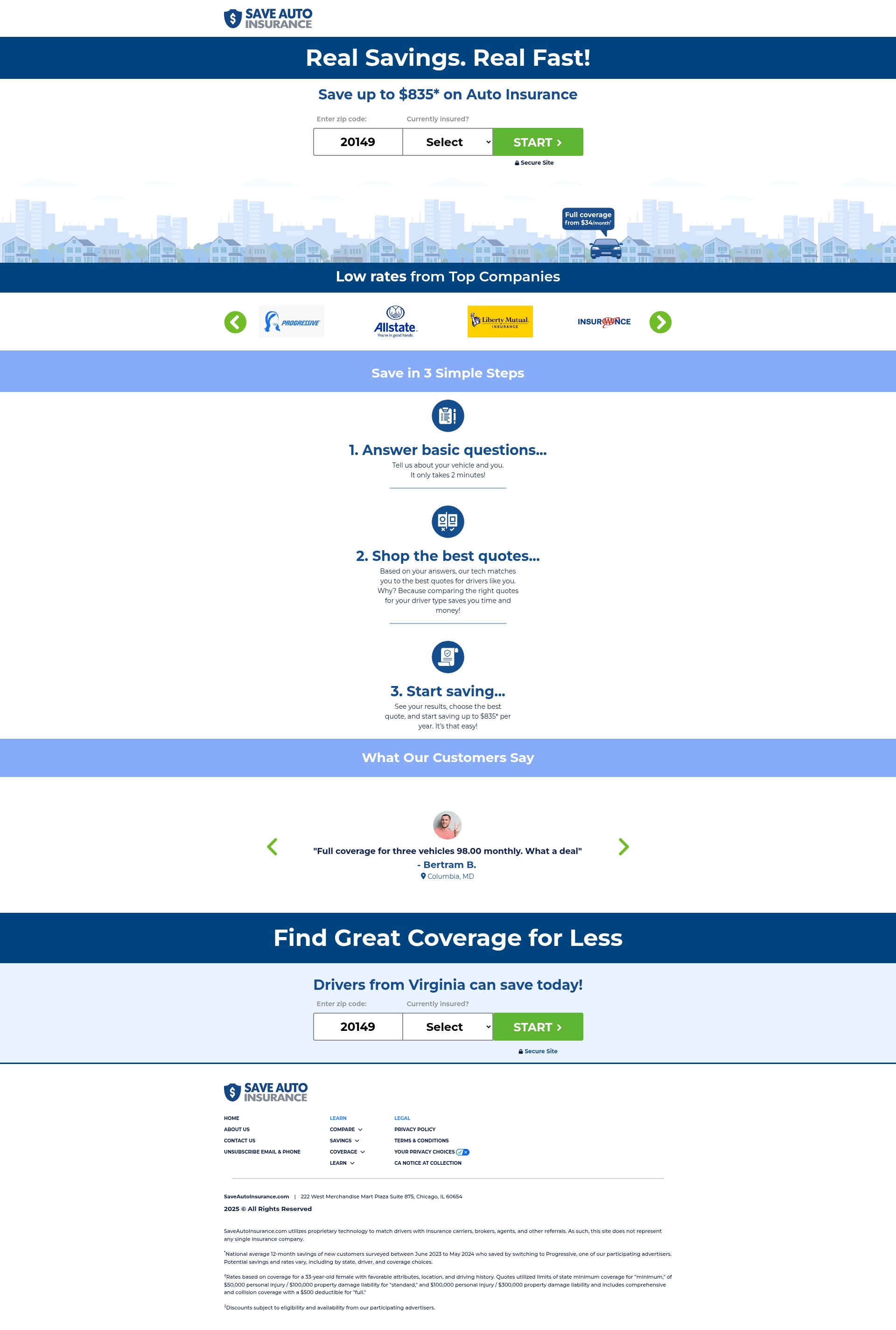 Screenshot of saveautoinsurance.com