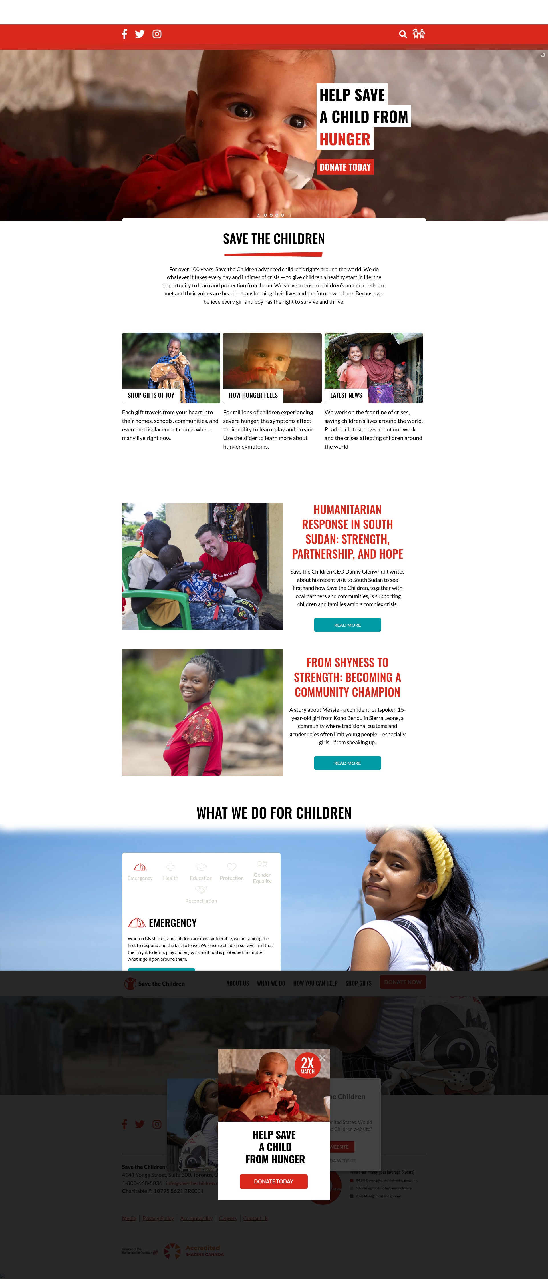 Screenshot of savethechildren.ca