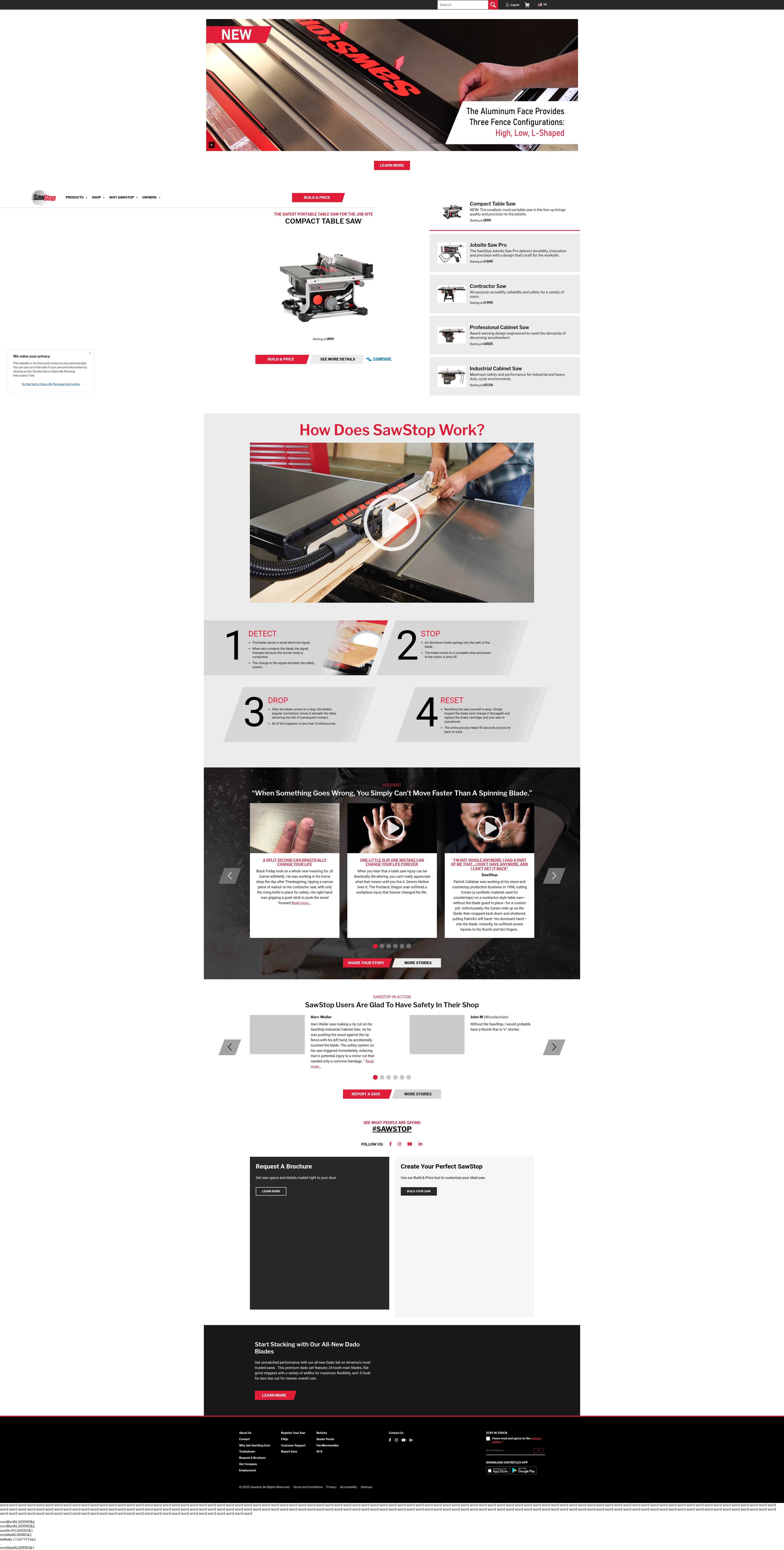 Screenshot of sawstop.com