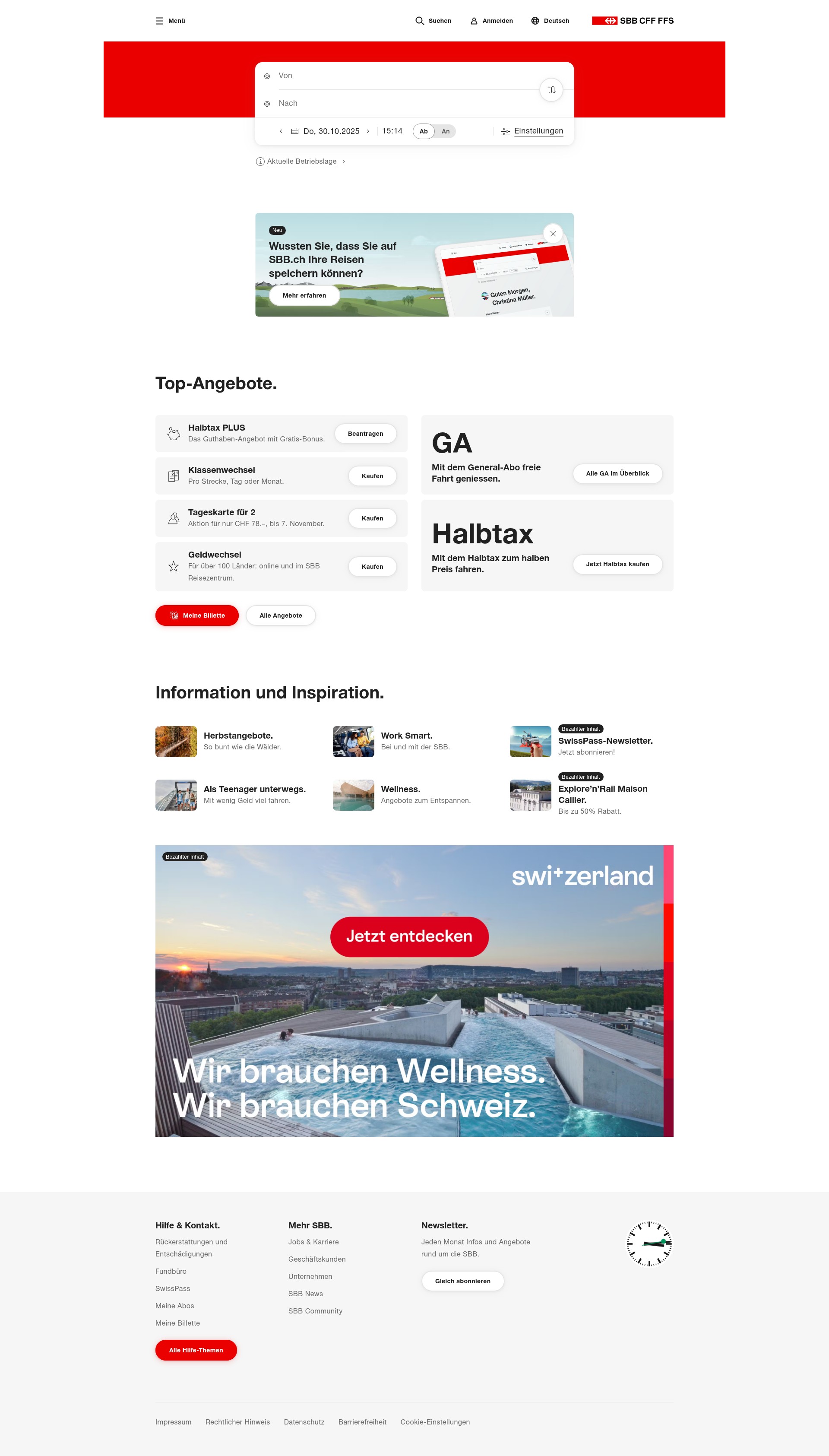 Screenshot of sbb.ch