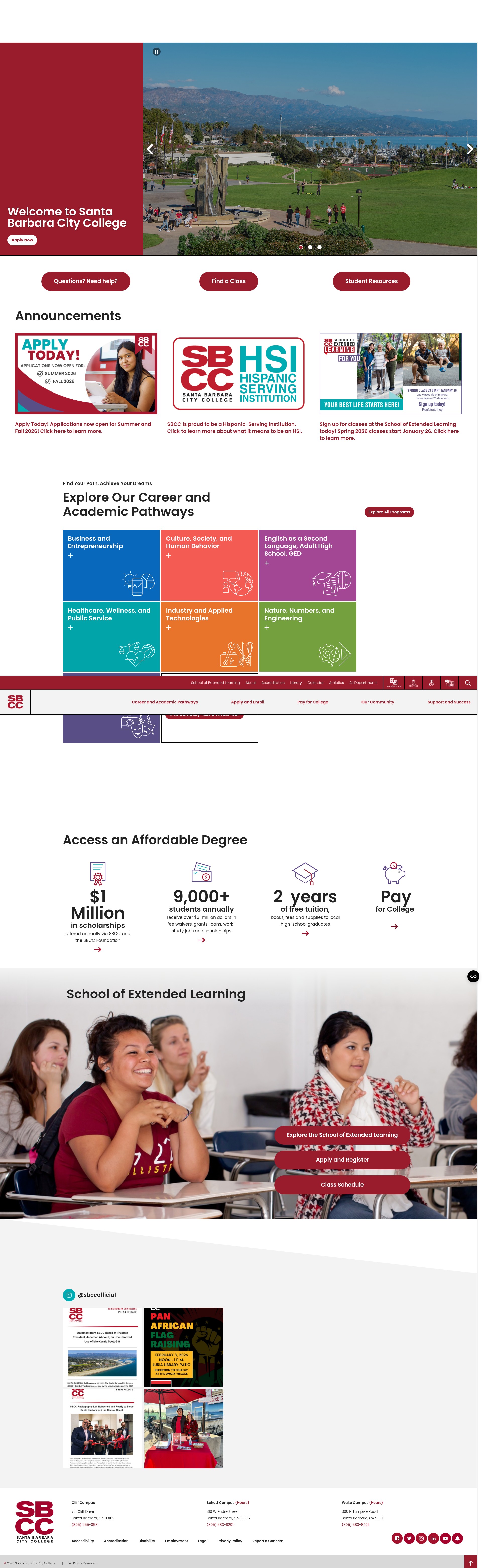 Screenshot of sbcc.edu