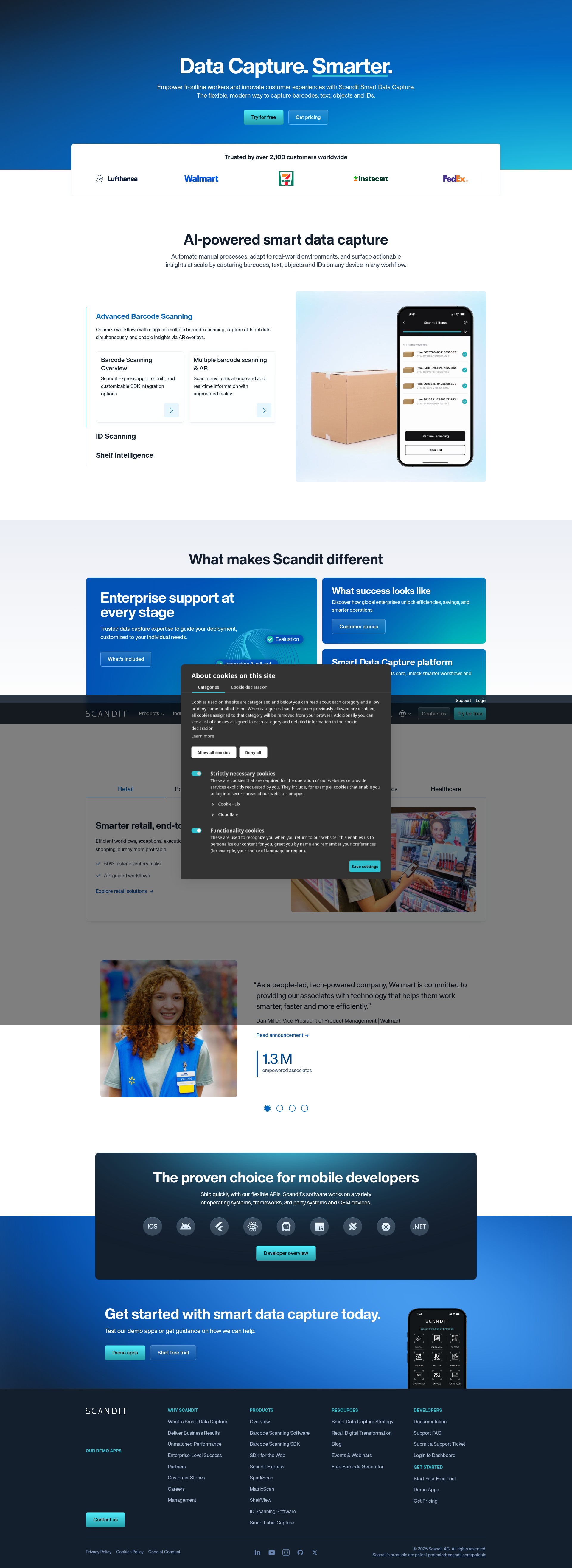 Screenshot of scandit.com