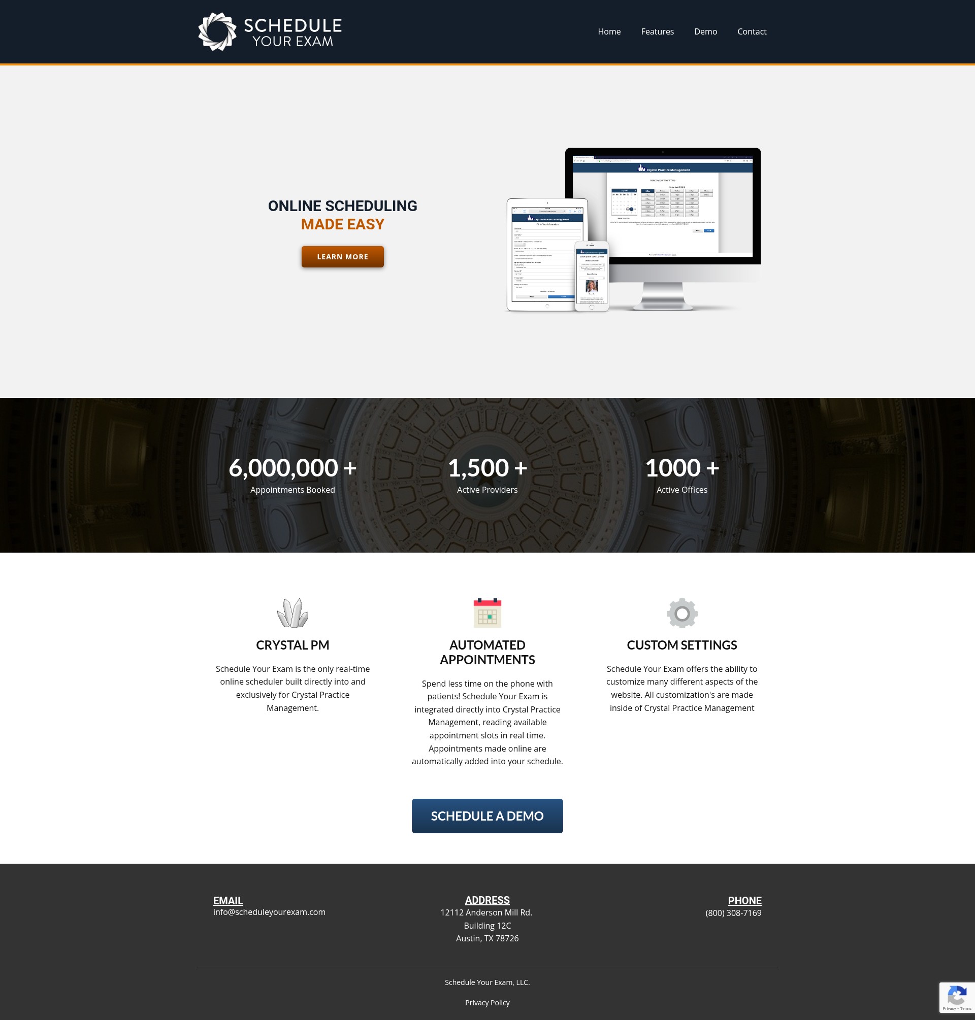 Screenshot of scheduleyourexam.com
