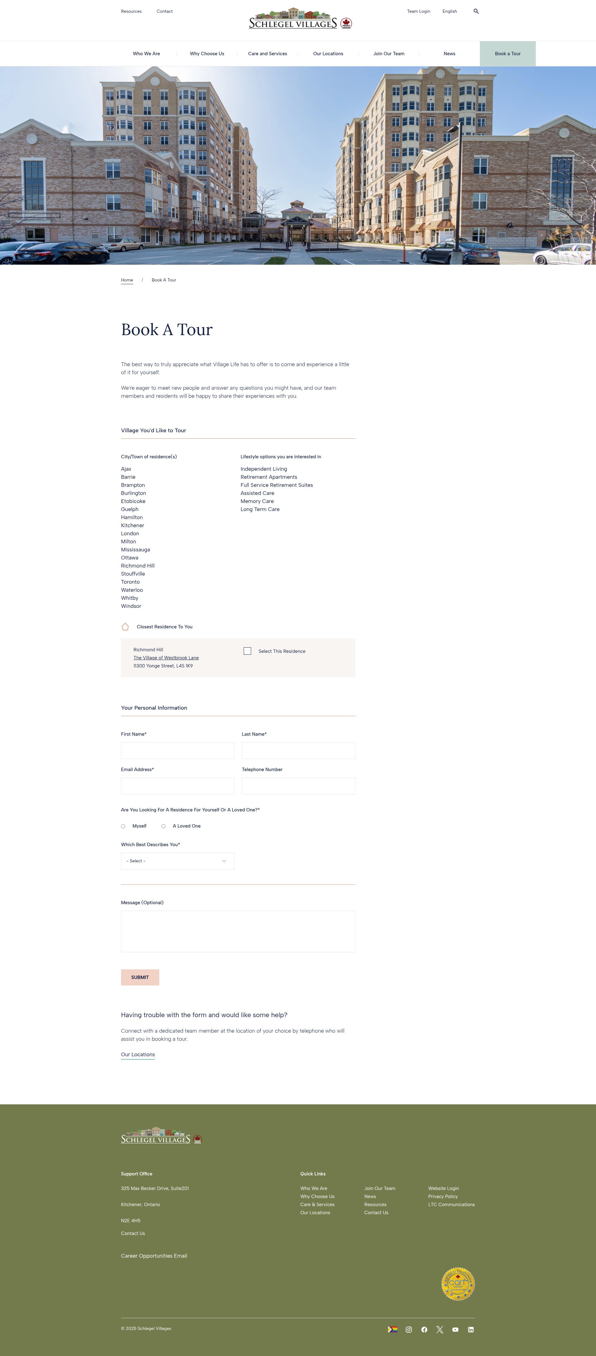 Screenshot of schlegelvillages.com