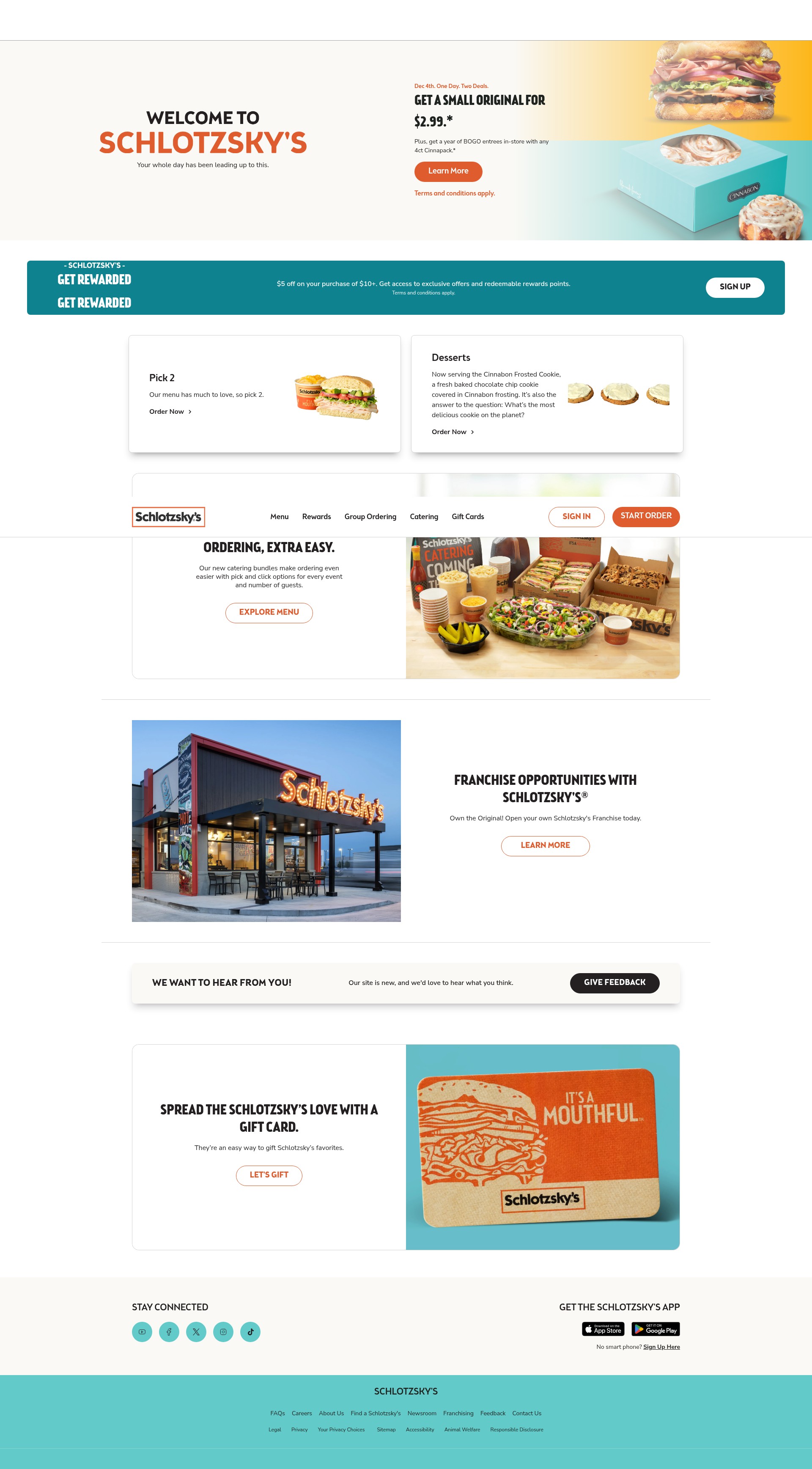 Screenshot of schlotzskys.com