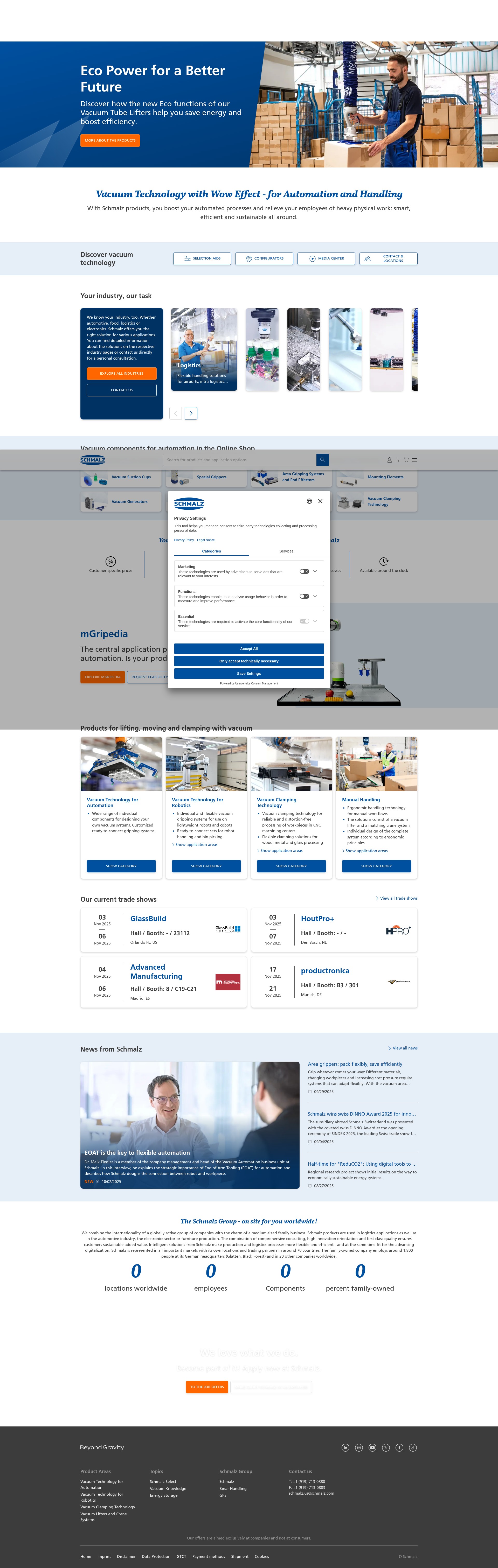 Screenshot of schmalz.com