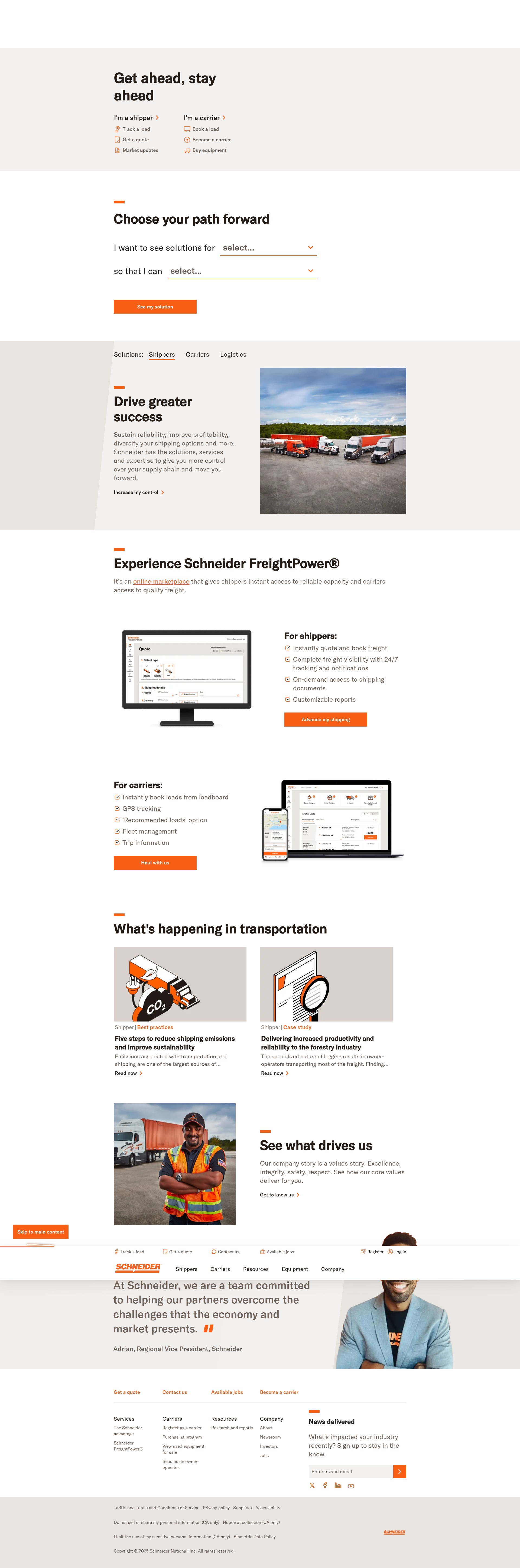 Screenshot of schneider.com