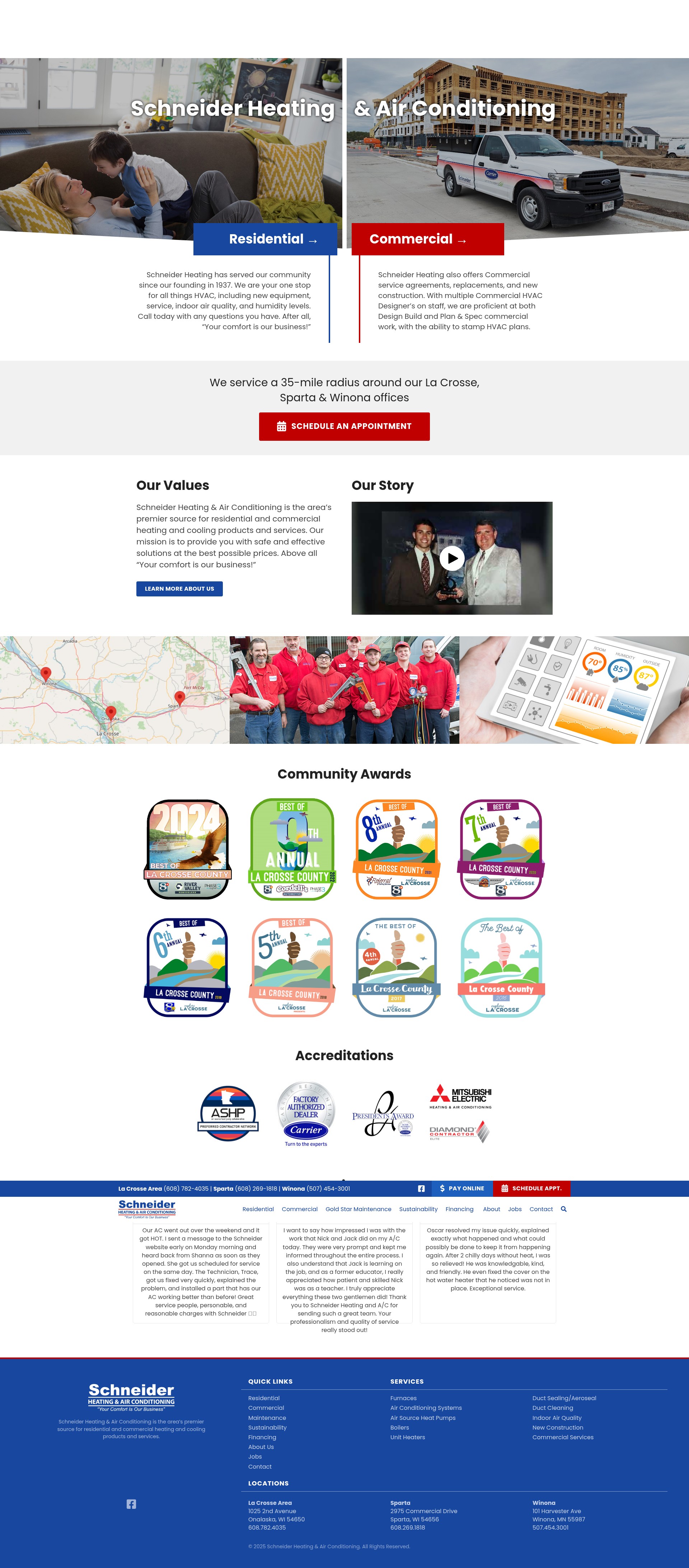Screenshot of schneiderheating.com