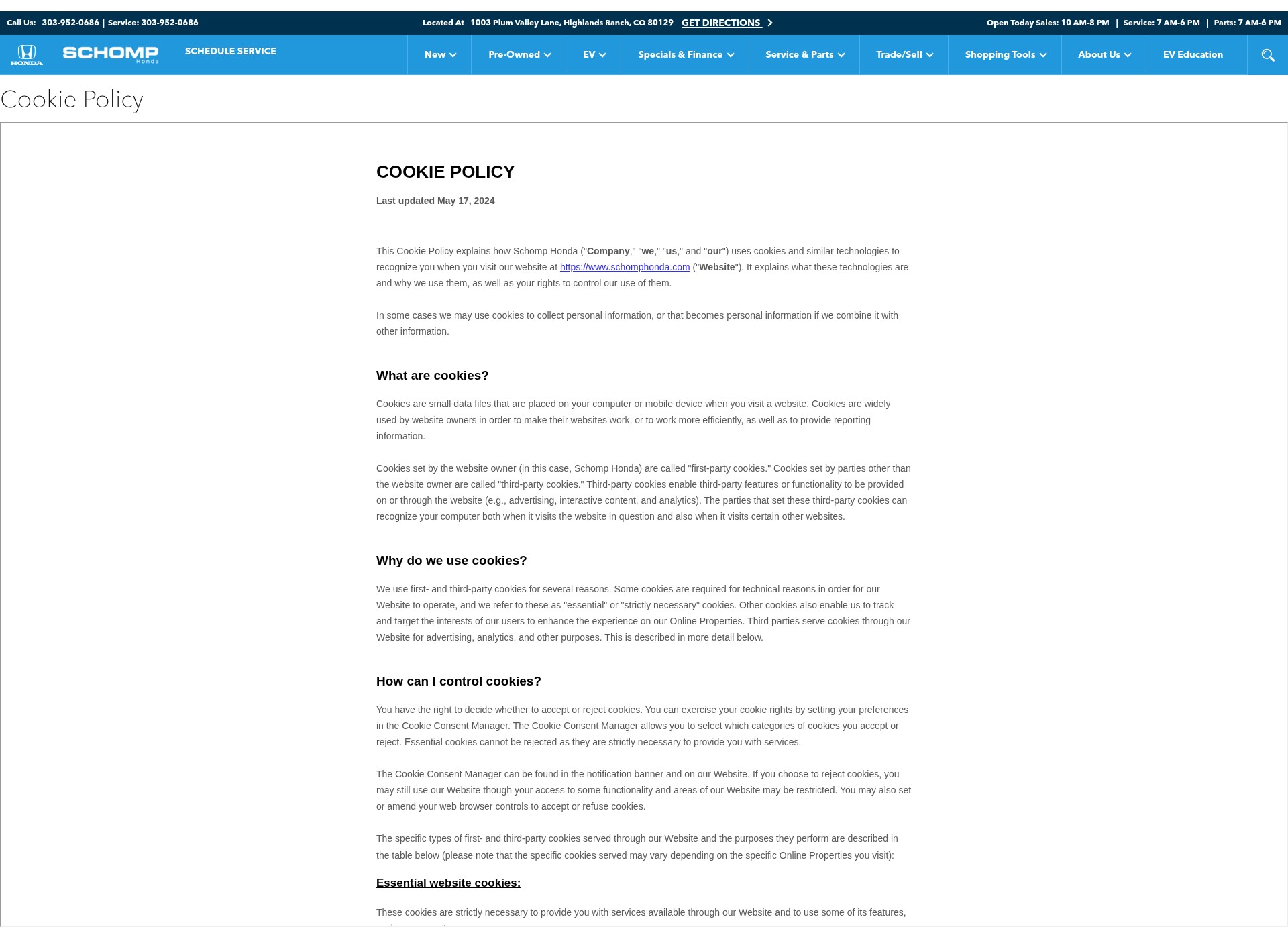 Screenshot of schomphonda.com