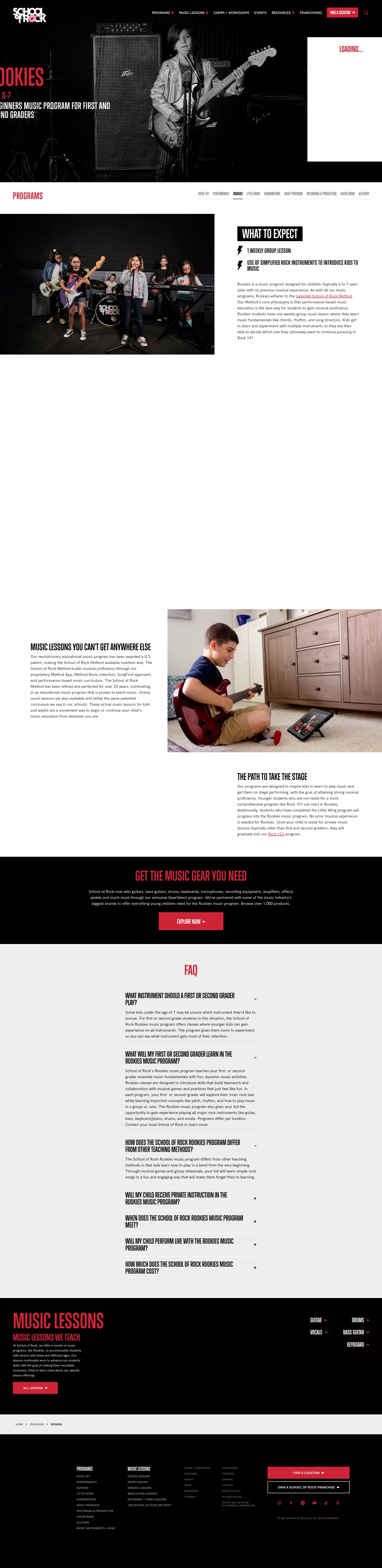 Screenshot of schoolofrock.com