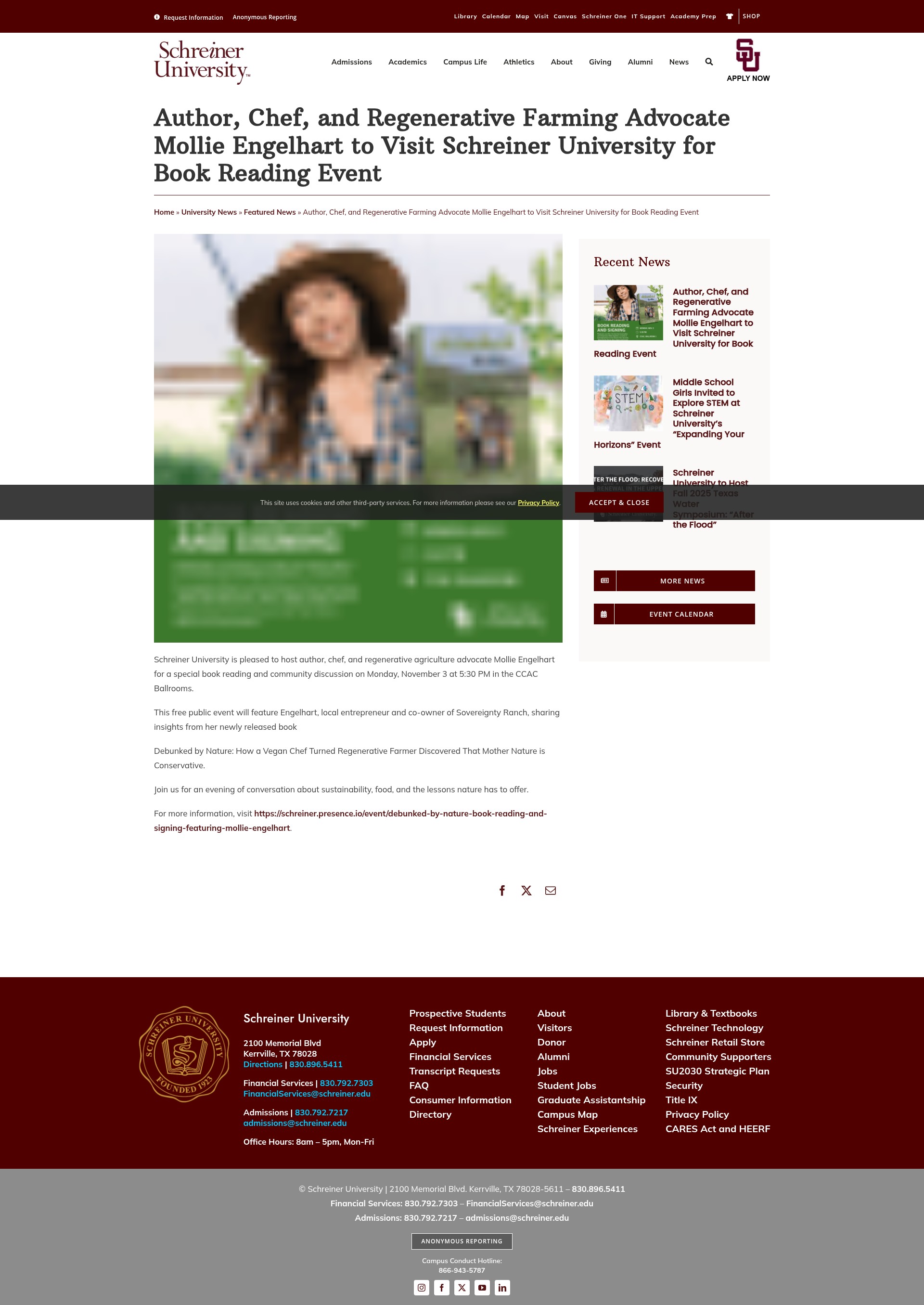 Screenshot of schreiner.edu