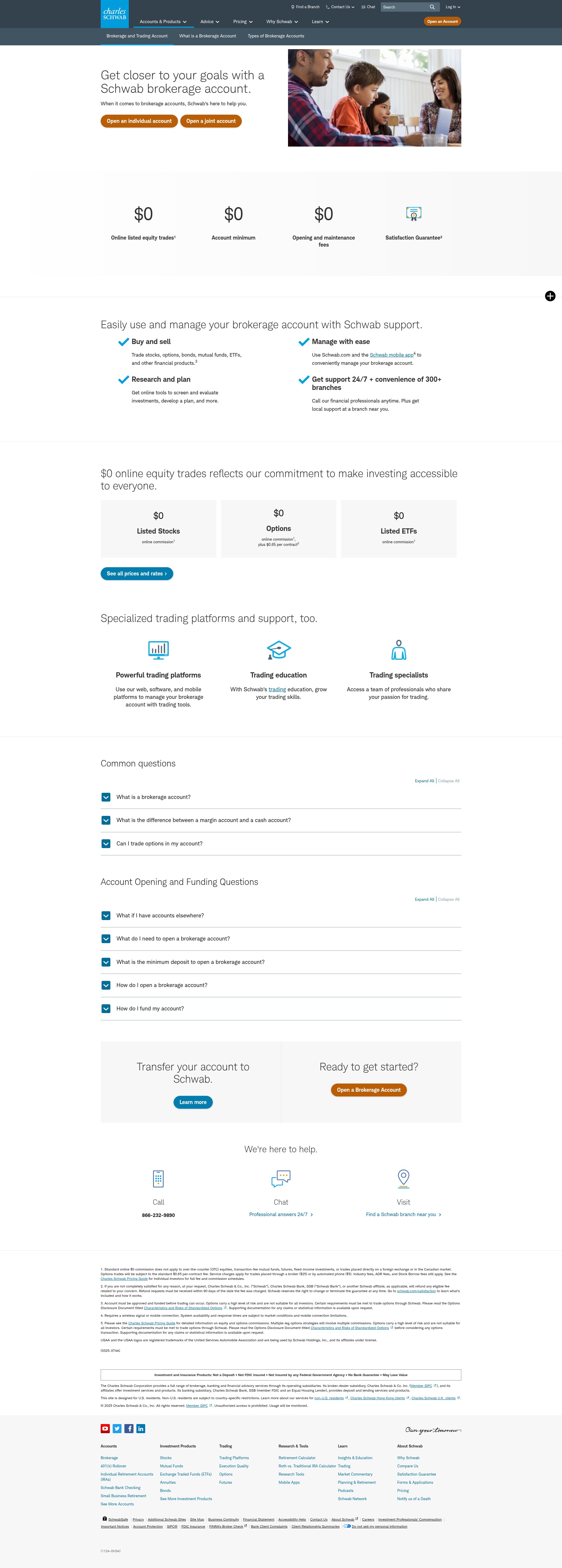 Screenshot of schwab.com