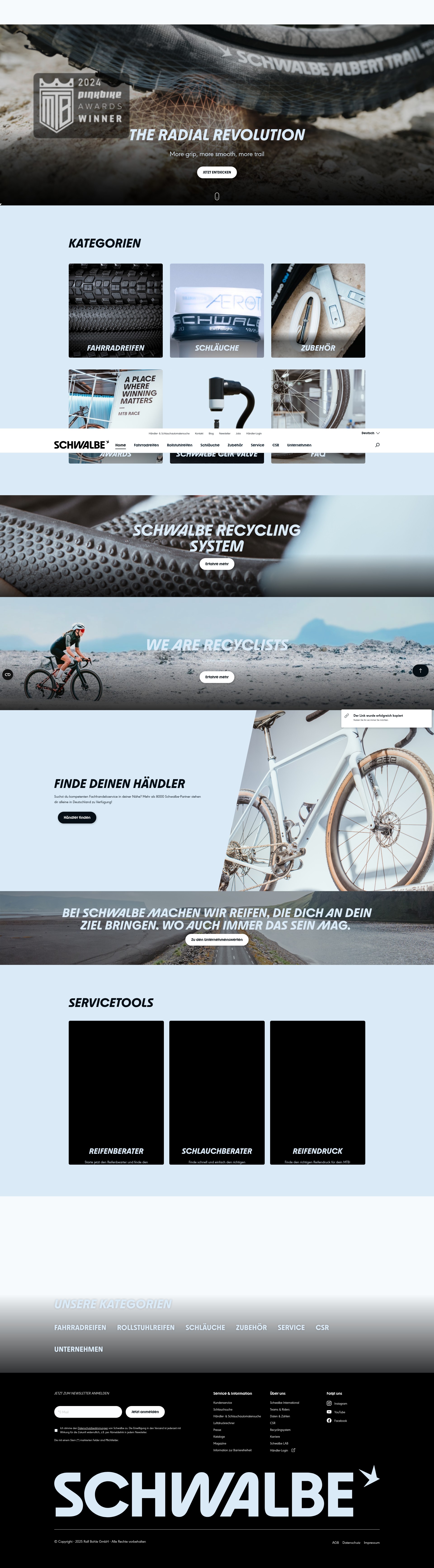 Screenshot of schwalbe.com