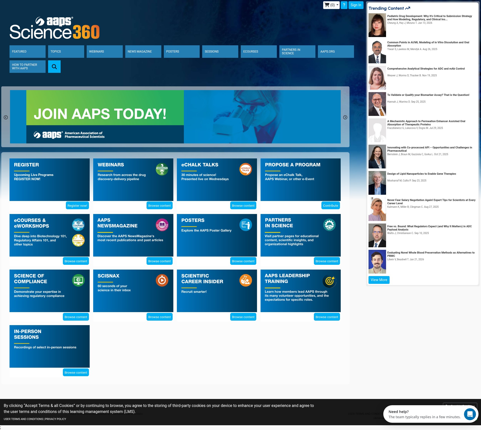 Screenshot of science360.aaps.org