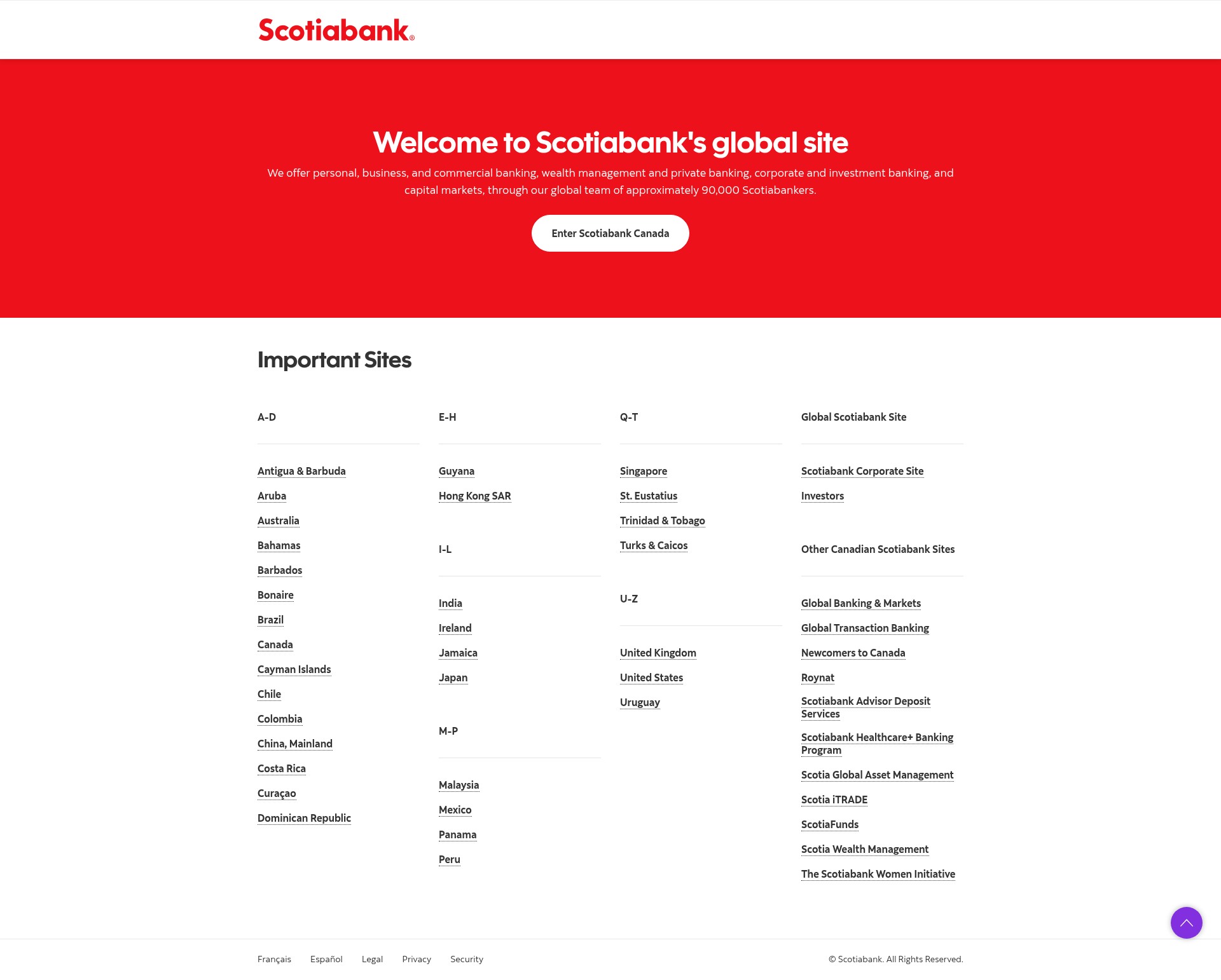 Screenshot of scotiabank.com