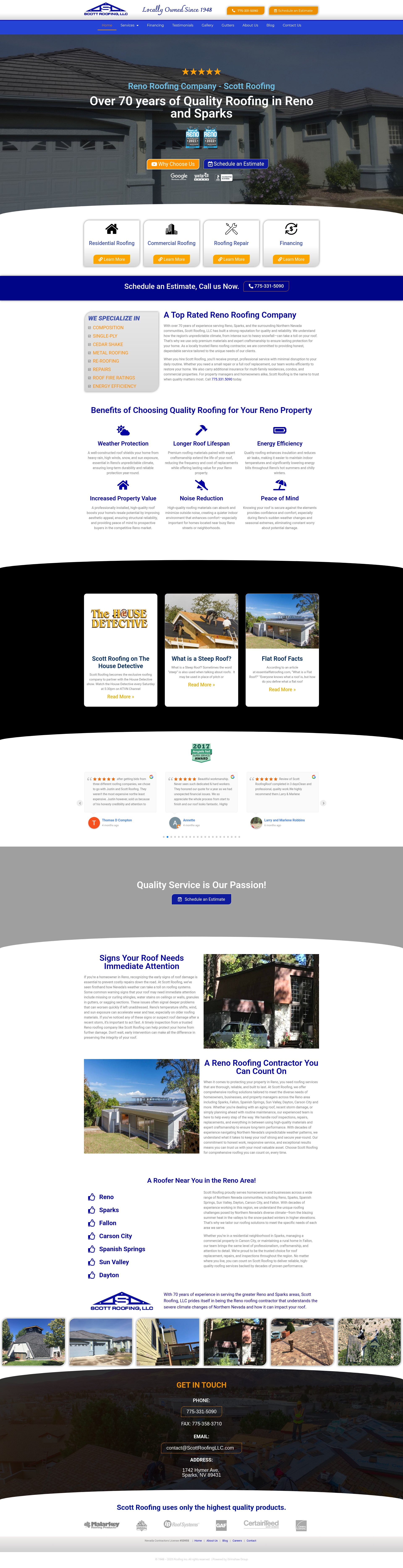 Screenshot of scottroofingreno.com
