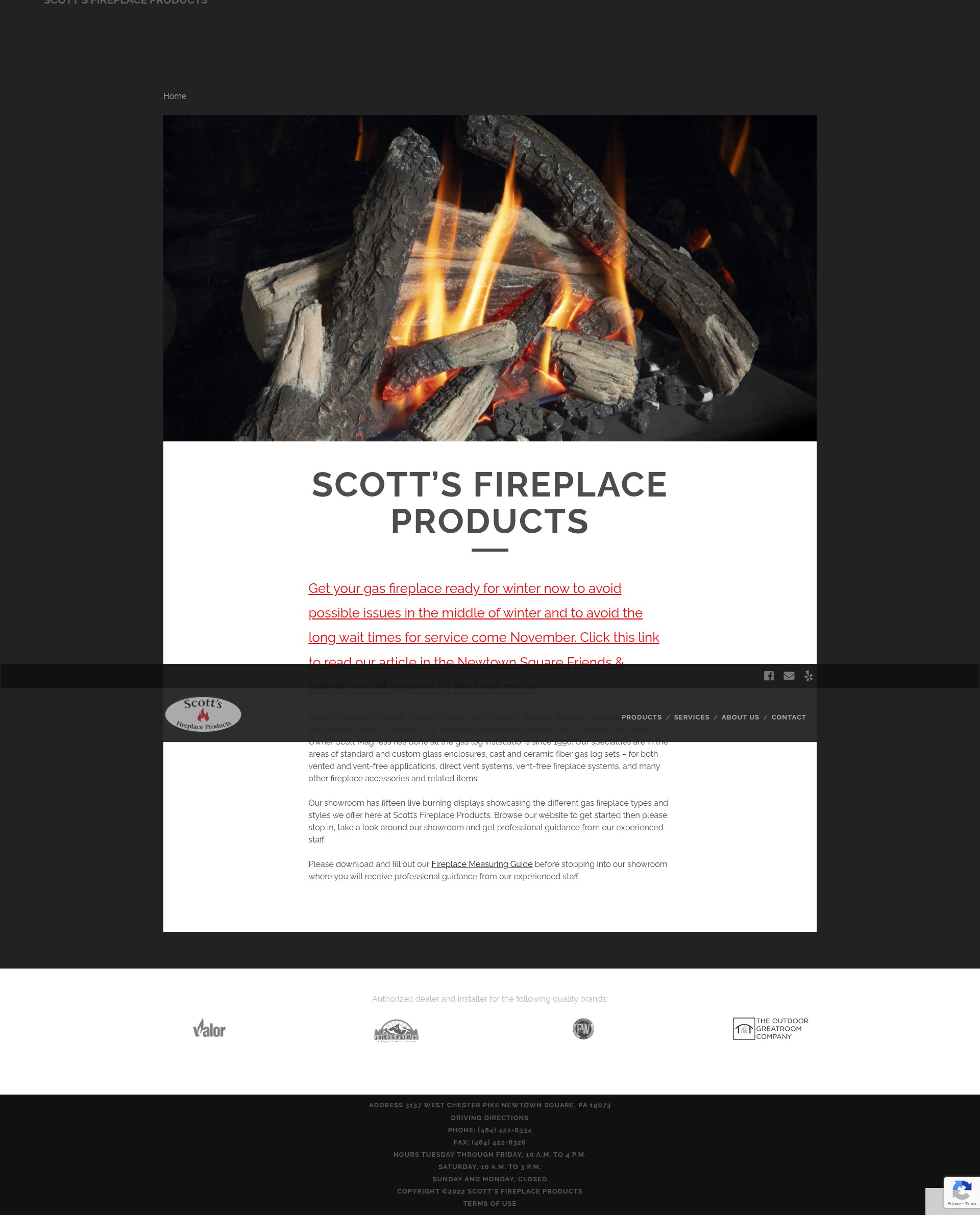 Screenshot of scottsfireplaceproducts.com