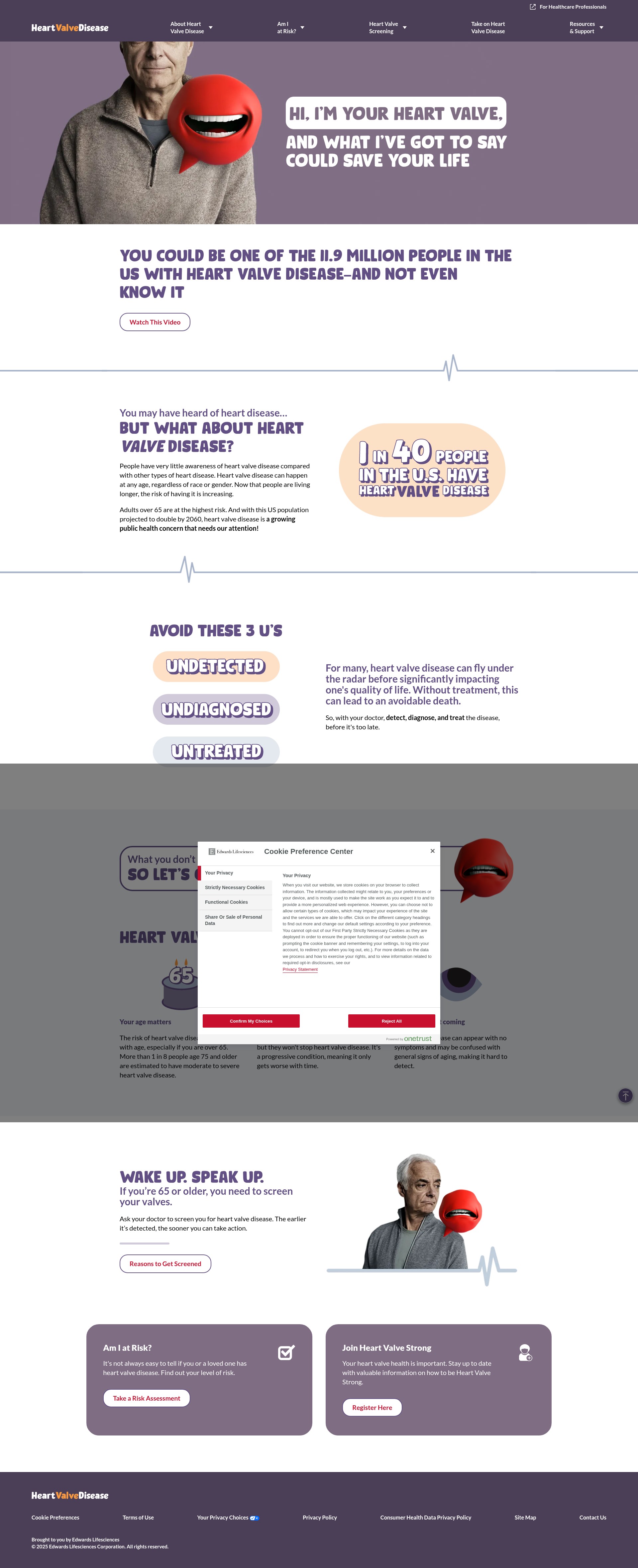 Screenshot of screenheartvalvedisease.com