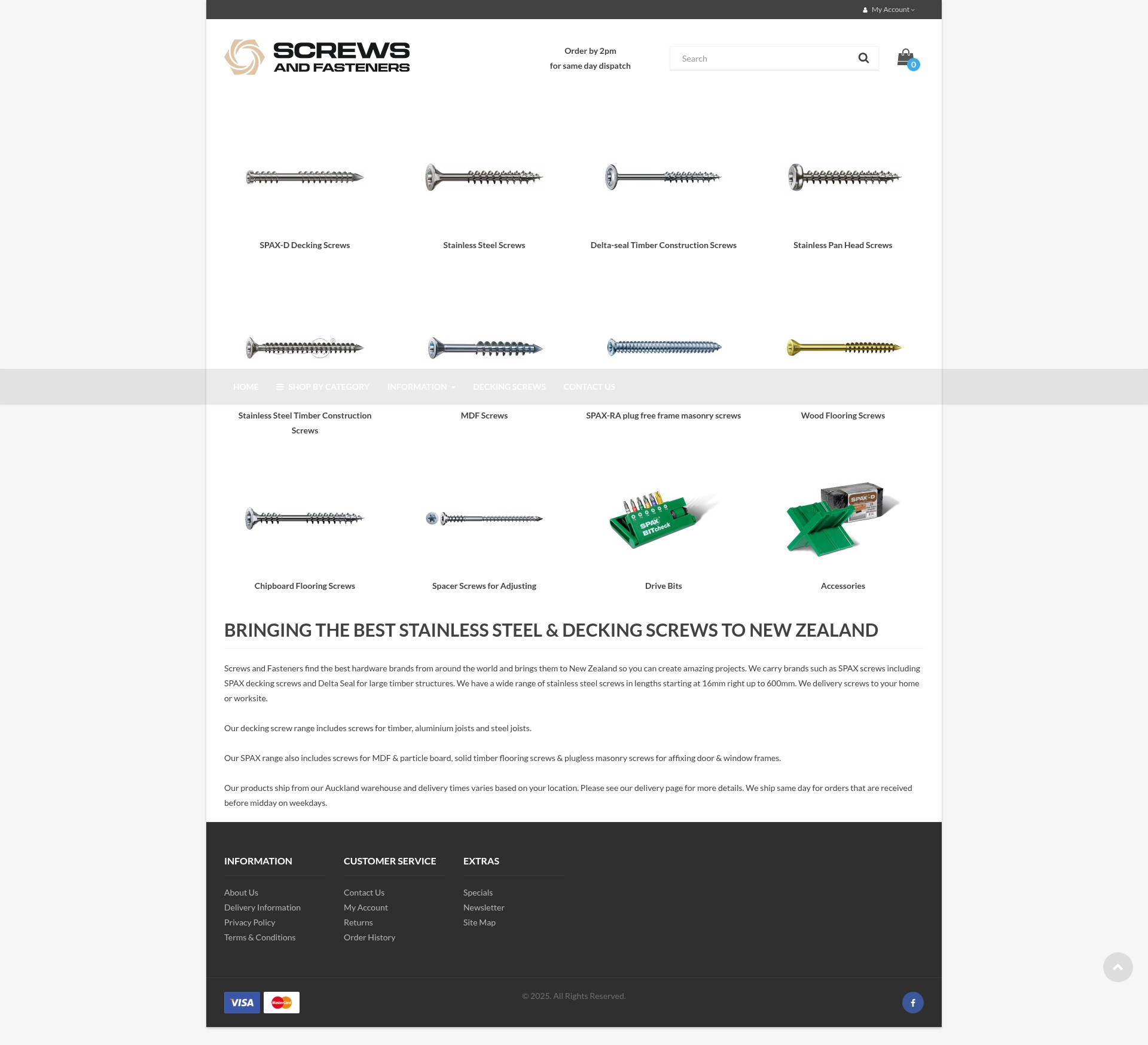 Screenshot of screwsandfasteners.co.nz
