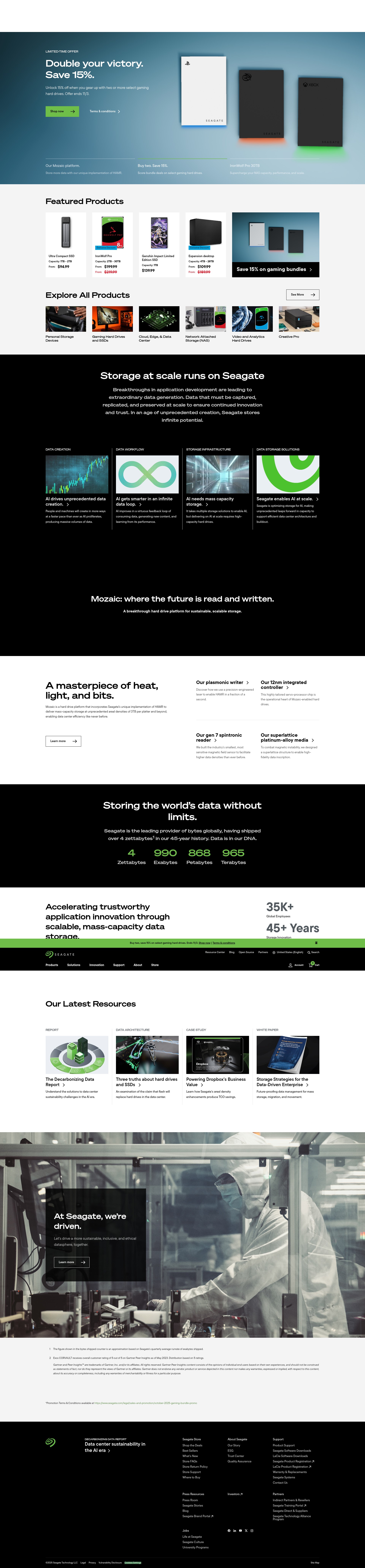 Screenshot of seagate.com