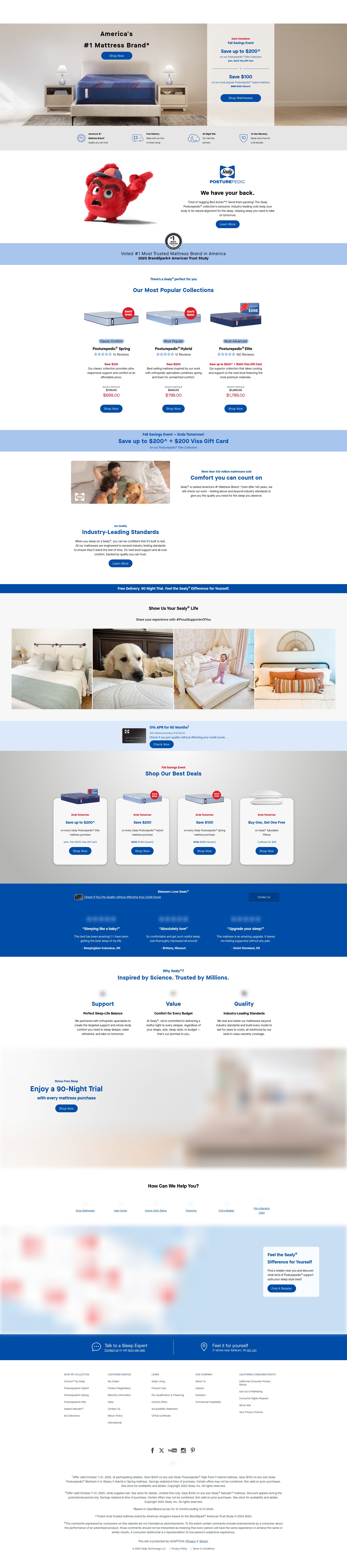 Screenshot of sealy.com