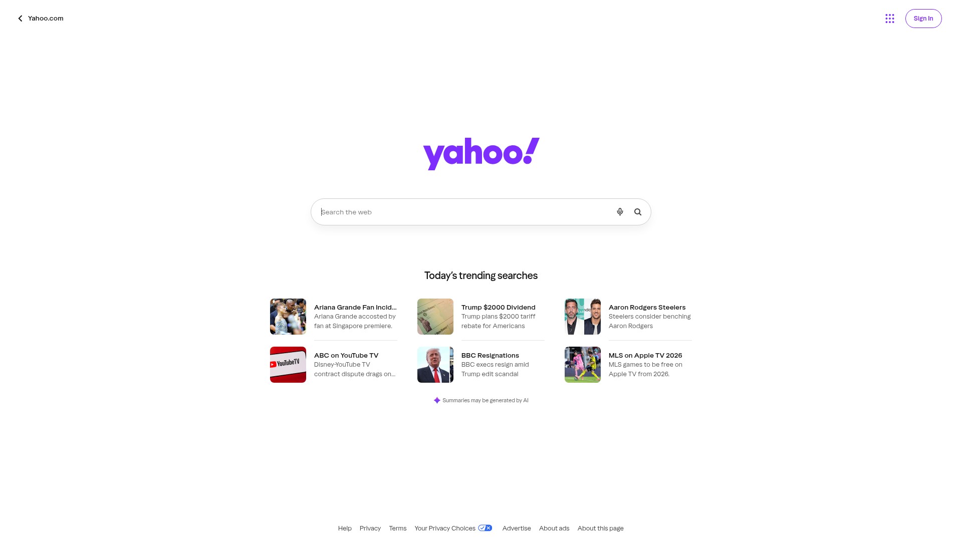 Screenshot of search.yahoo.com