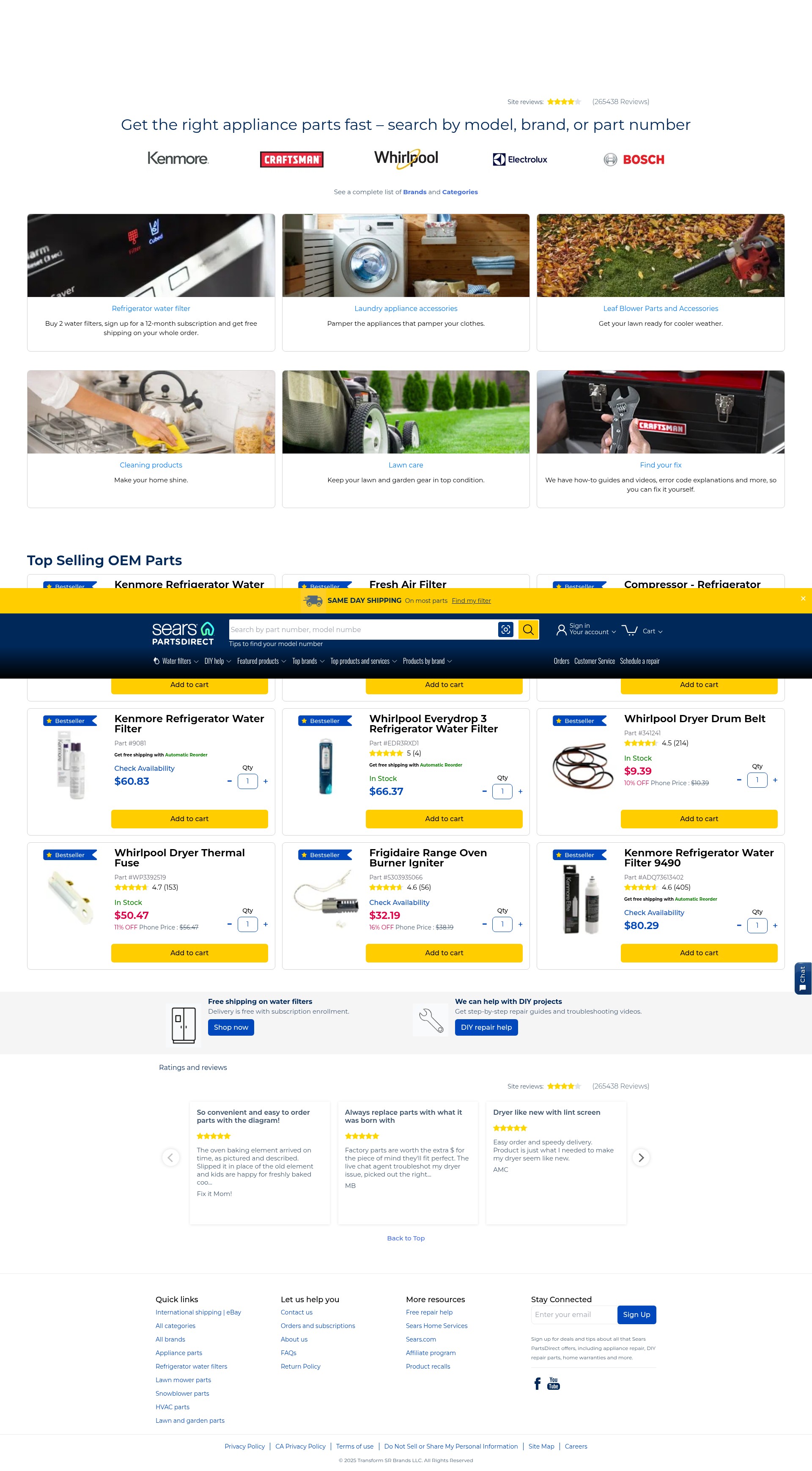 Screenshot of searspartsdirect.com