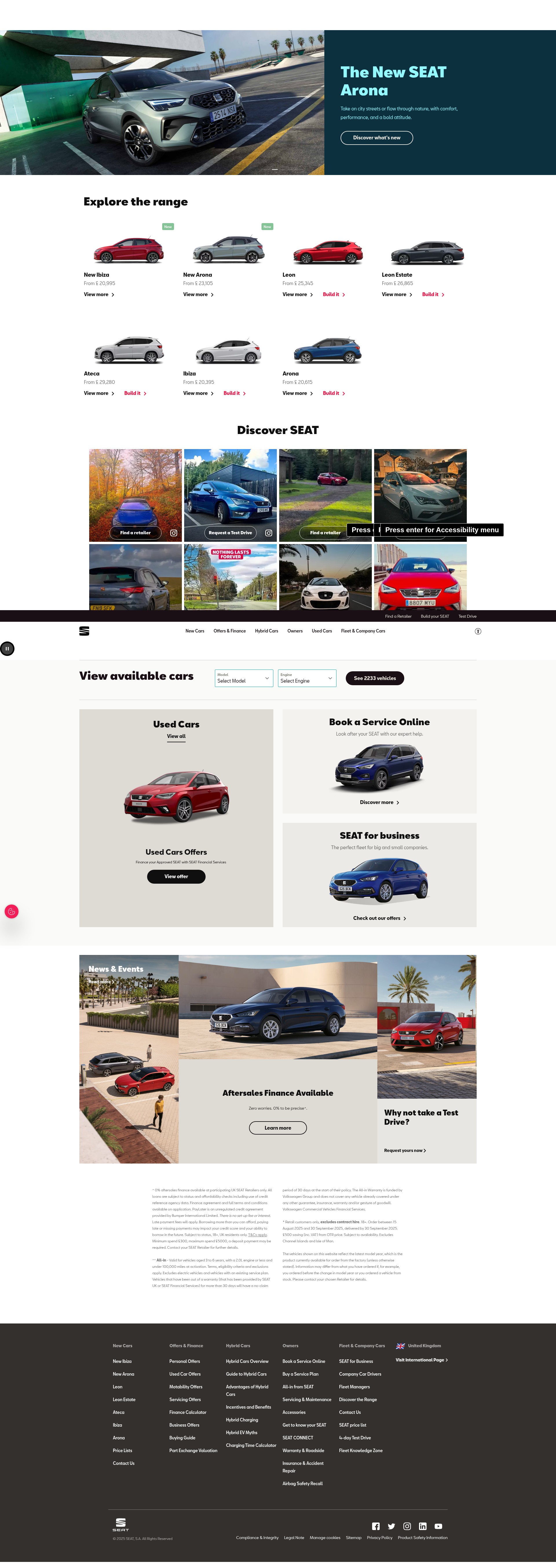 Screenshot of seat.co.uk
