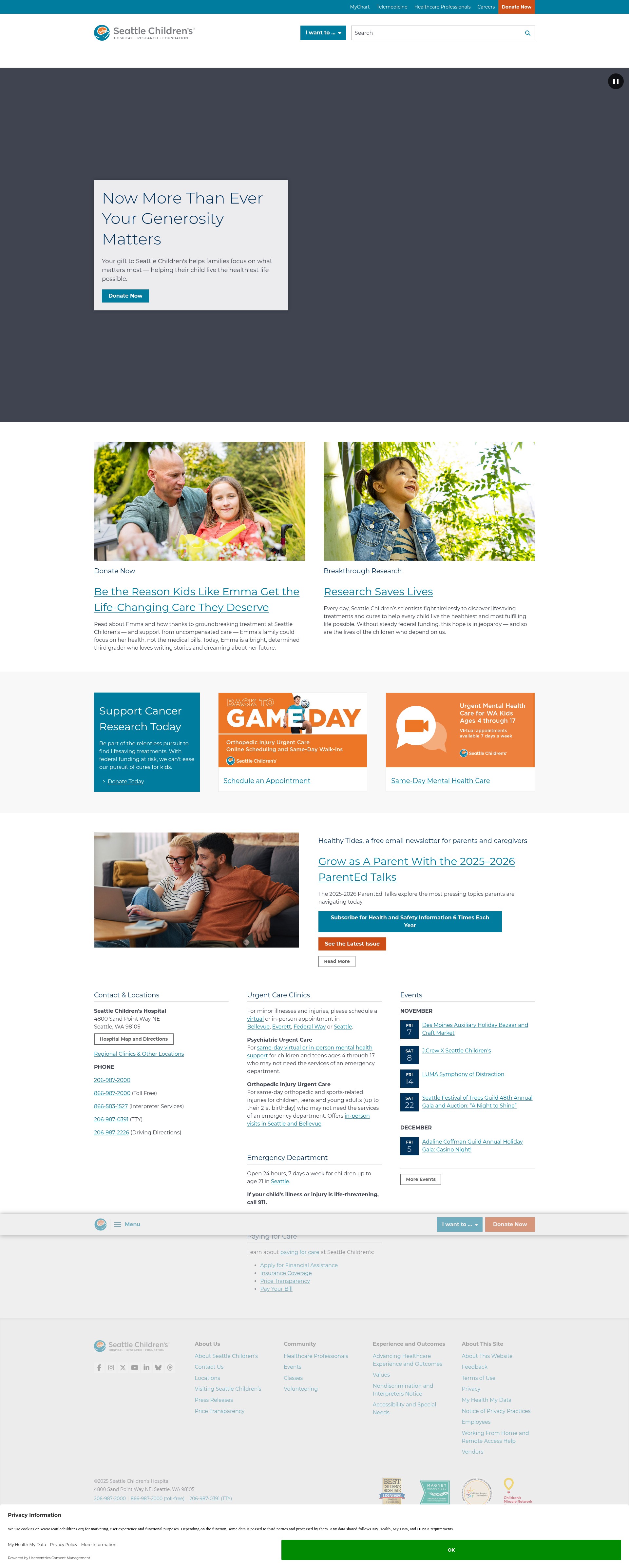 Screenshot of seattlechildrens.org