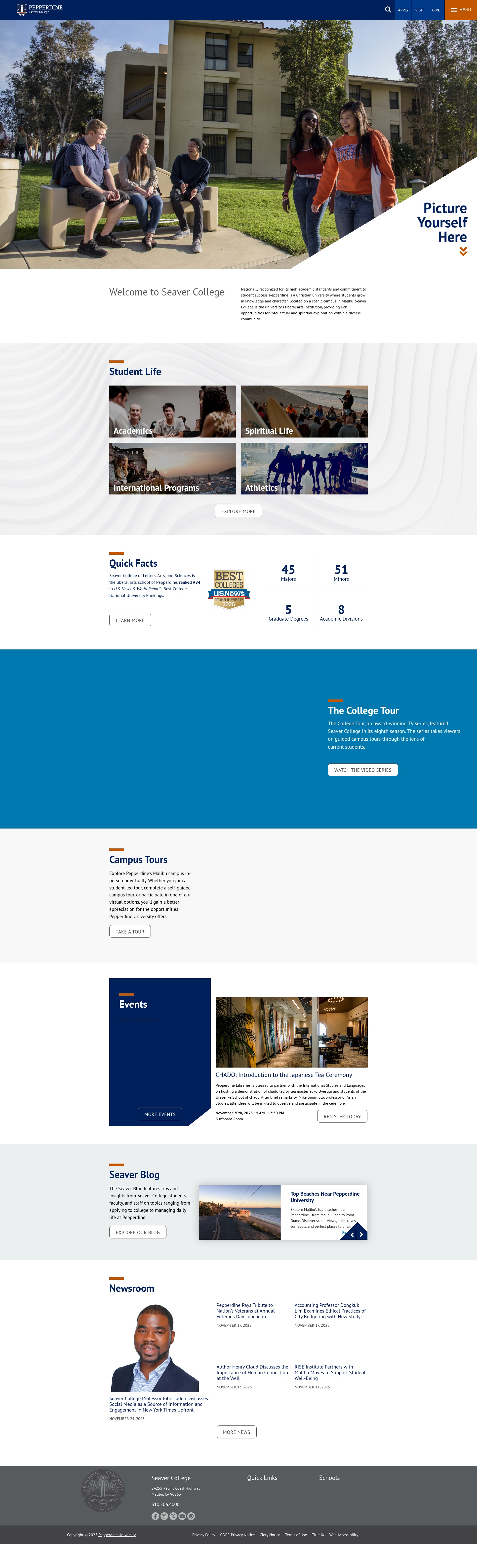 Screenshot of seaver.pepperdine.edu