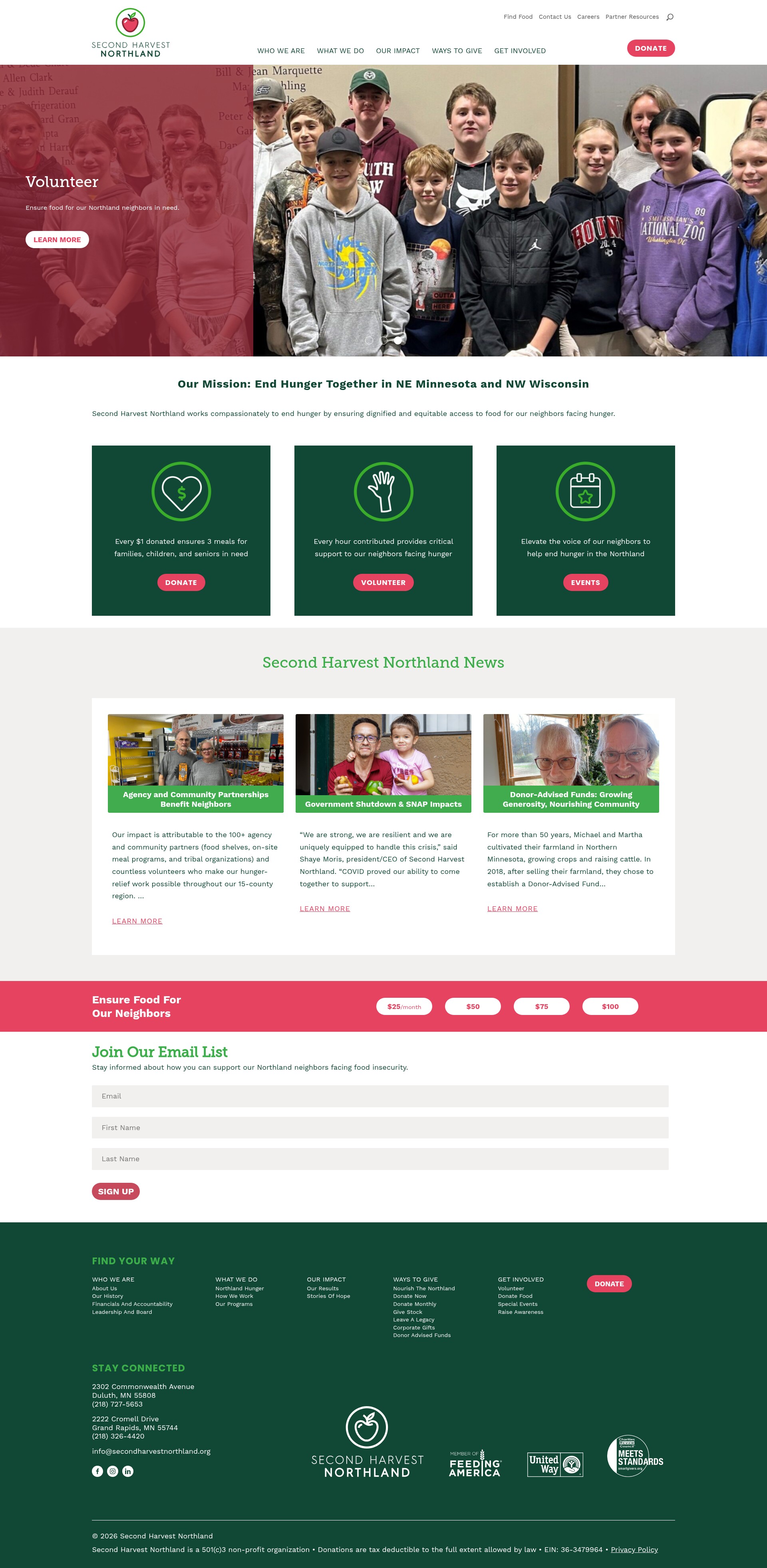Screenshot of secondharvestnorthland.org