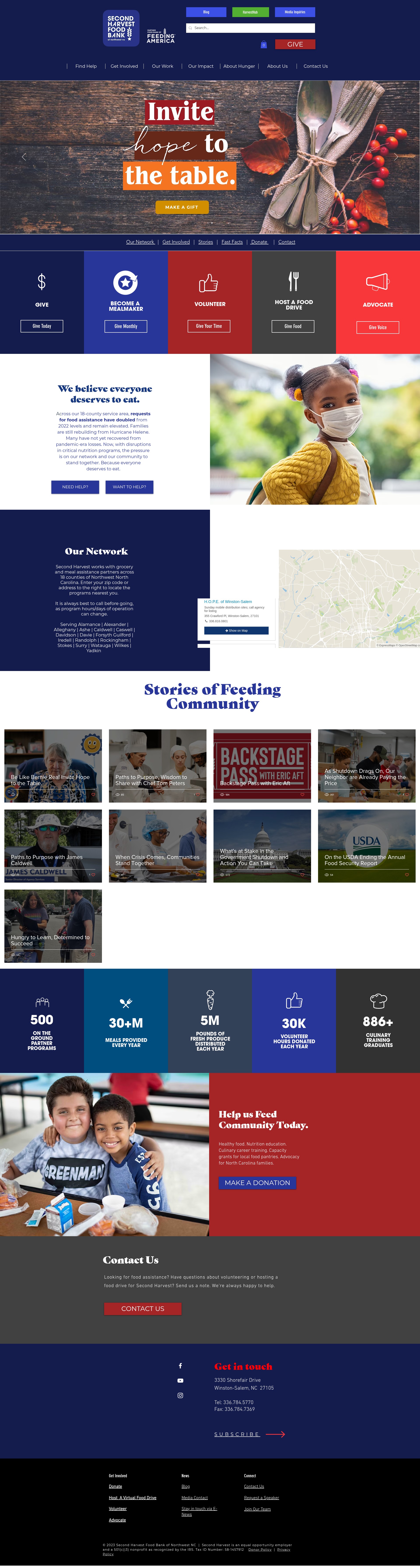 Screenshot of secondharvestnwnc.org