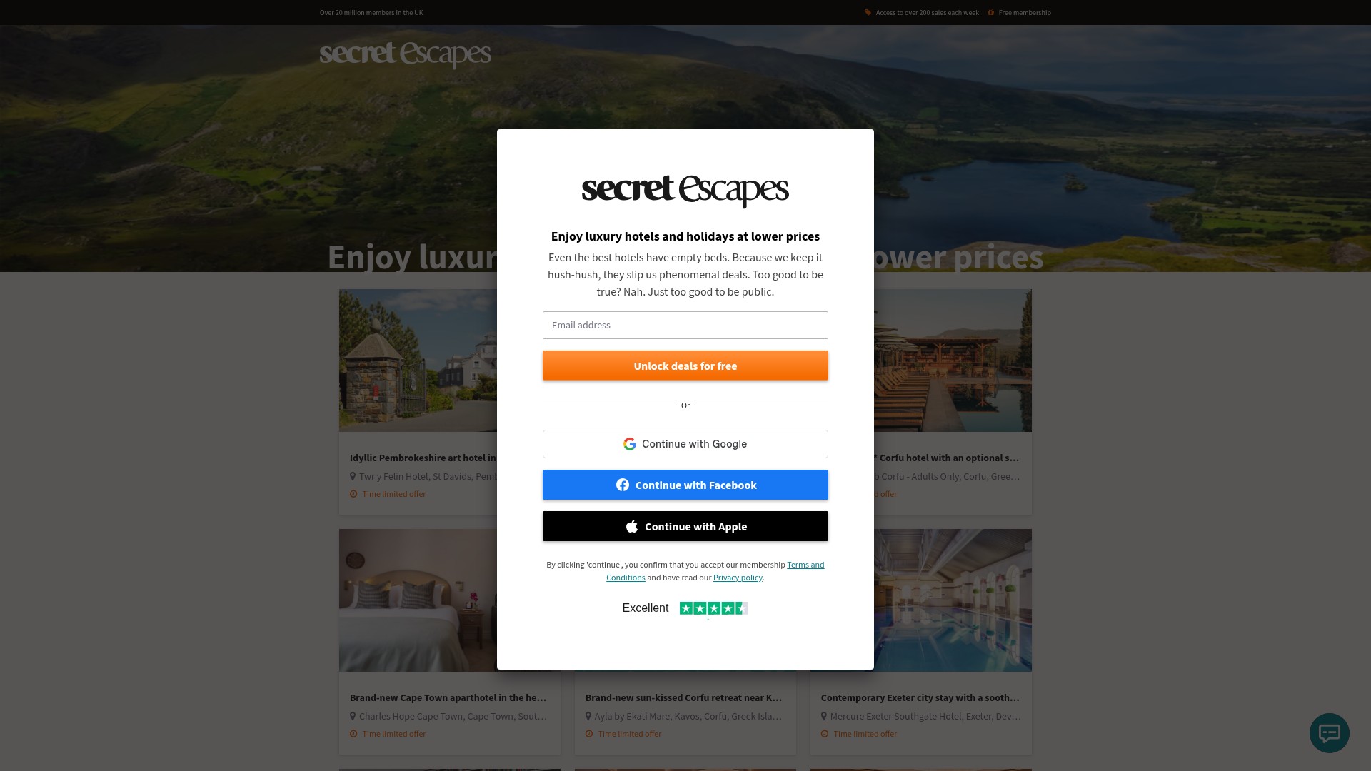 Screenshot of secretescapes.com