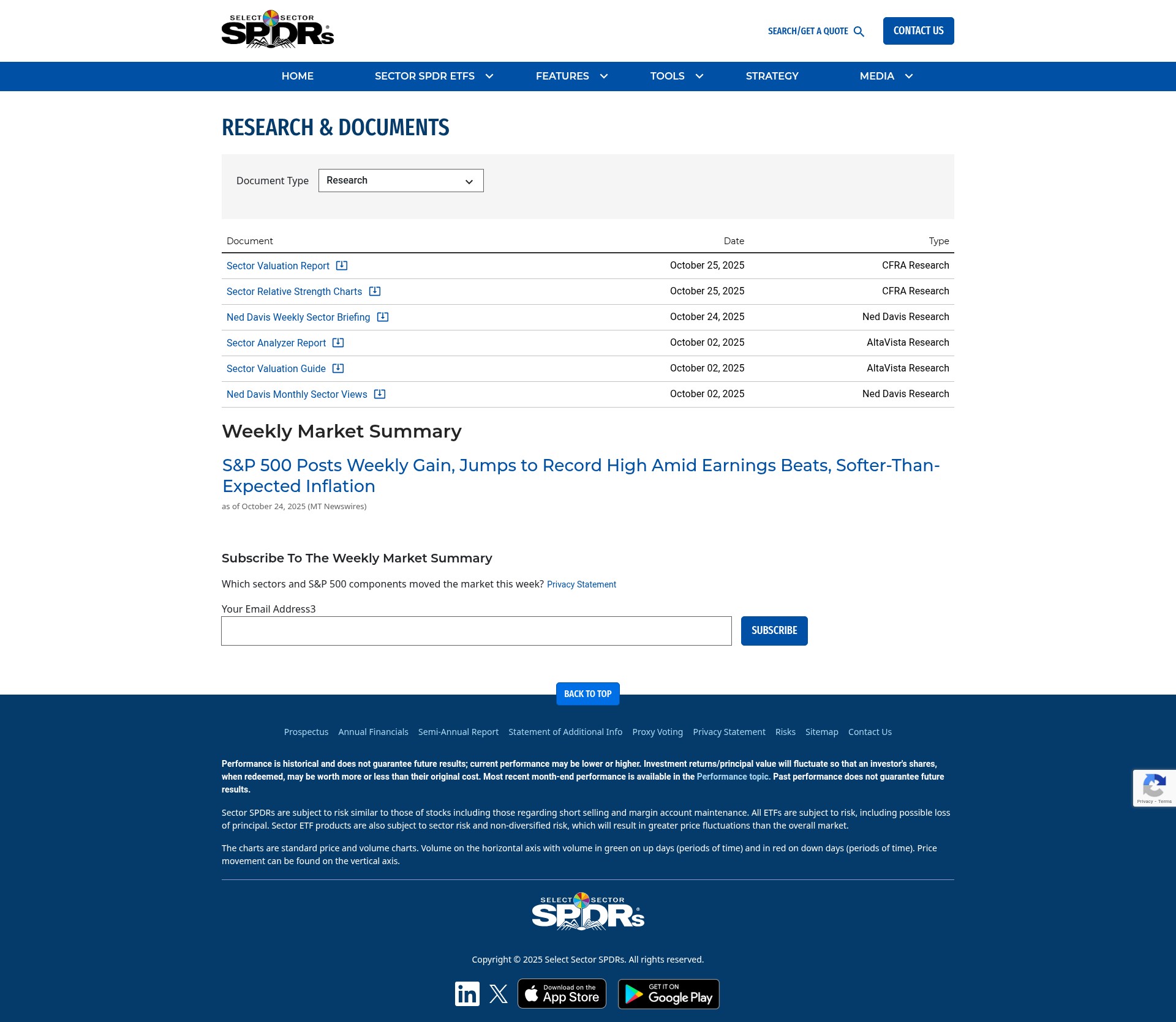 Screenshot of sectorspdrs.com