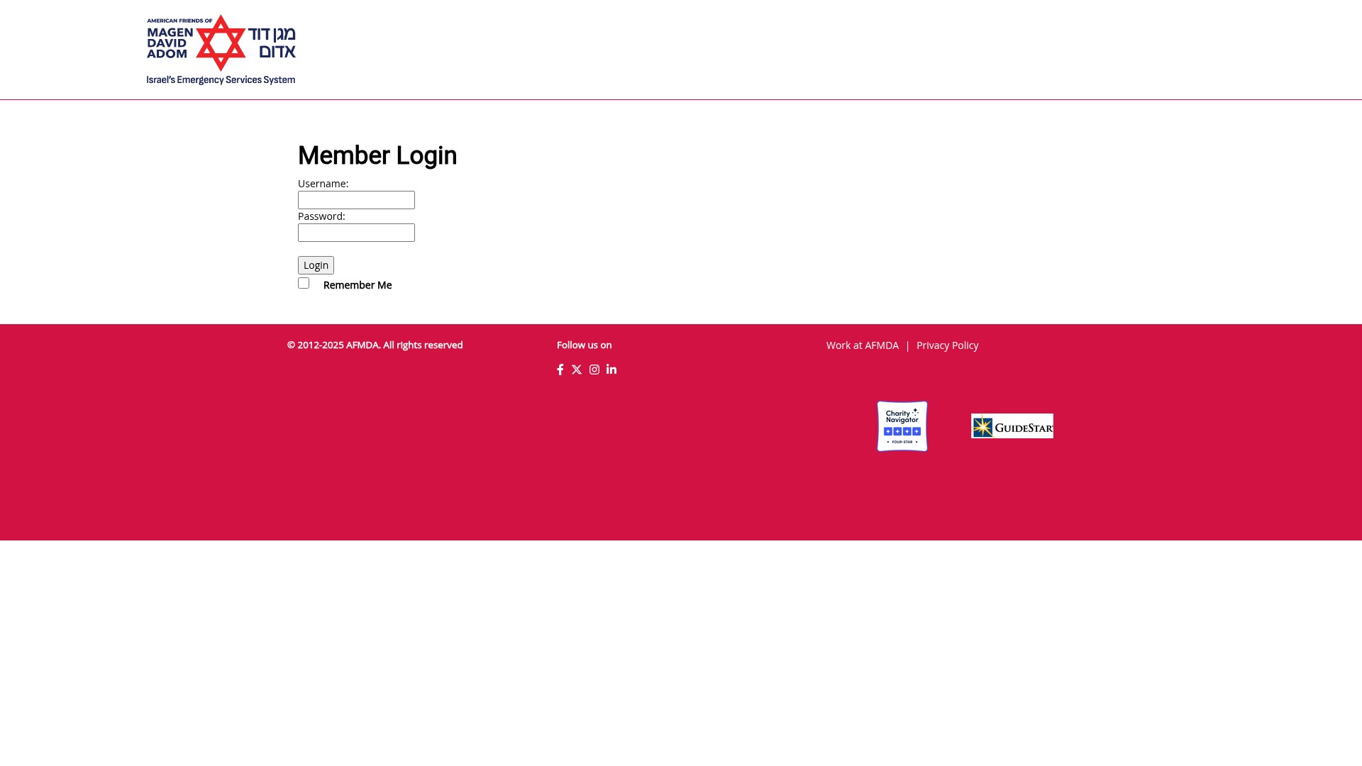 Screenshot of secure.afmda.org