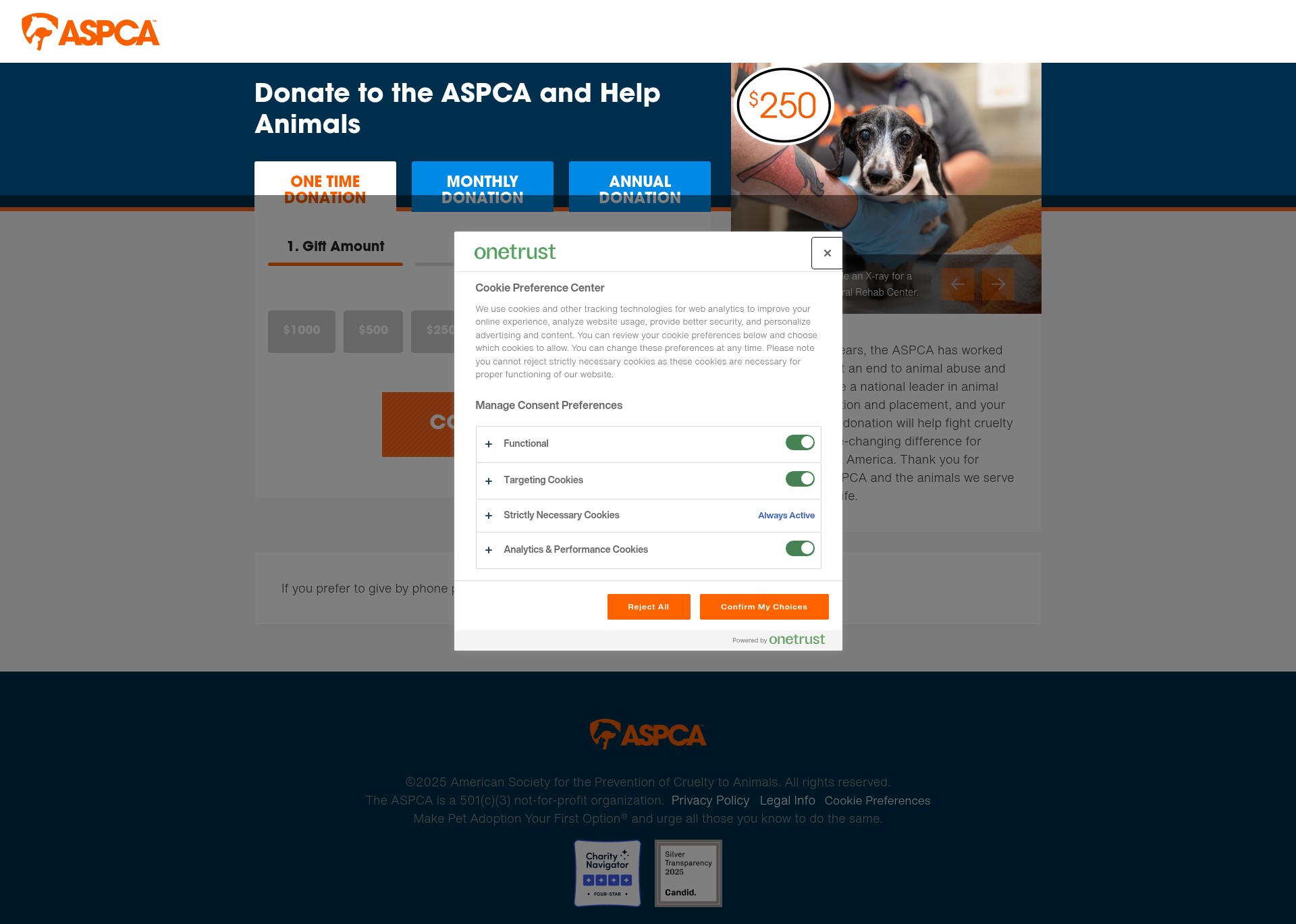 Screenshot of secure.aspca.org