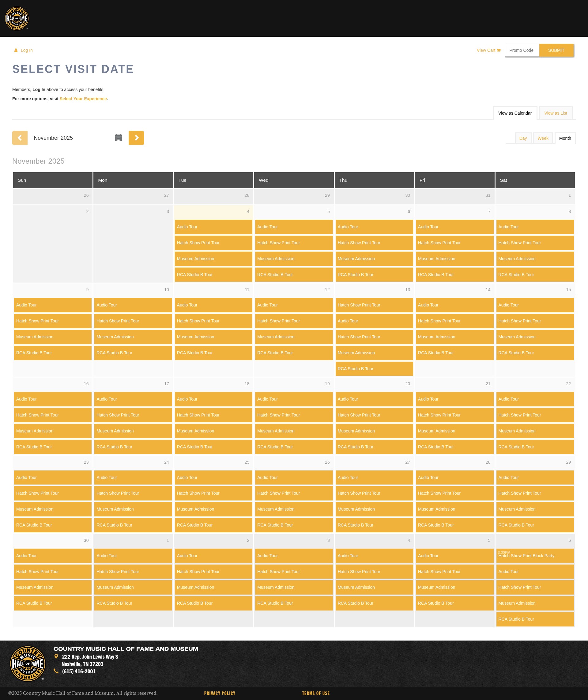 Screenshot of secure.countrymusichalloffame.org
