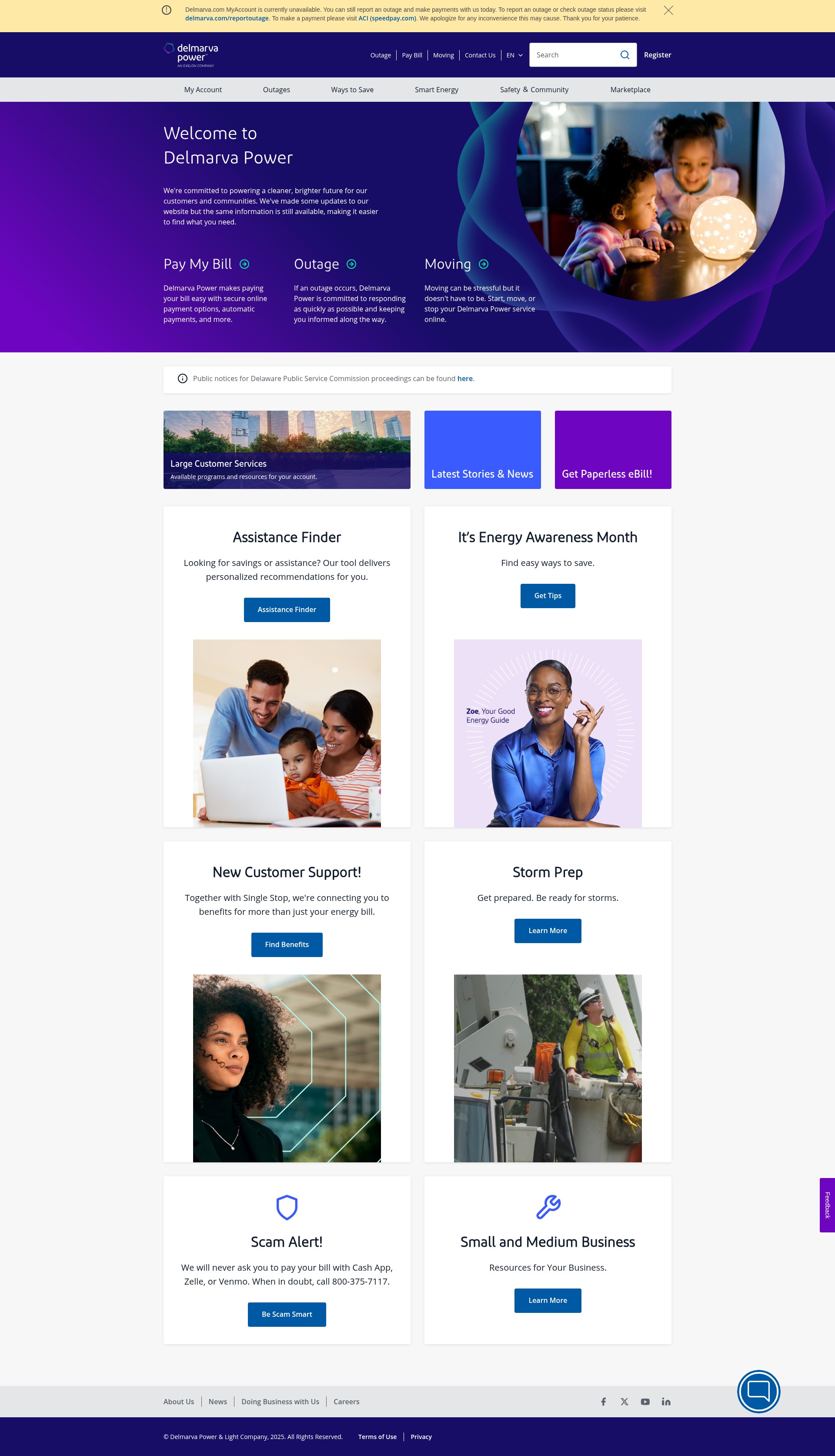 Screenshot of secure.delmarva.com