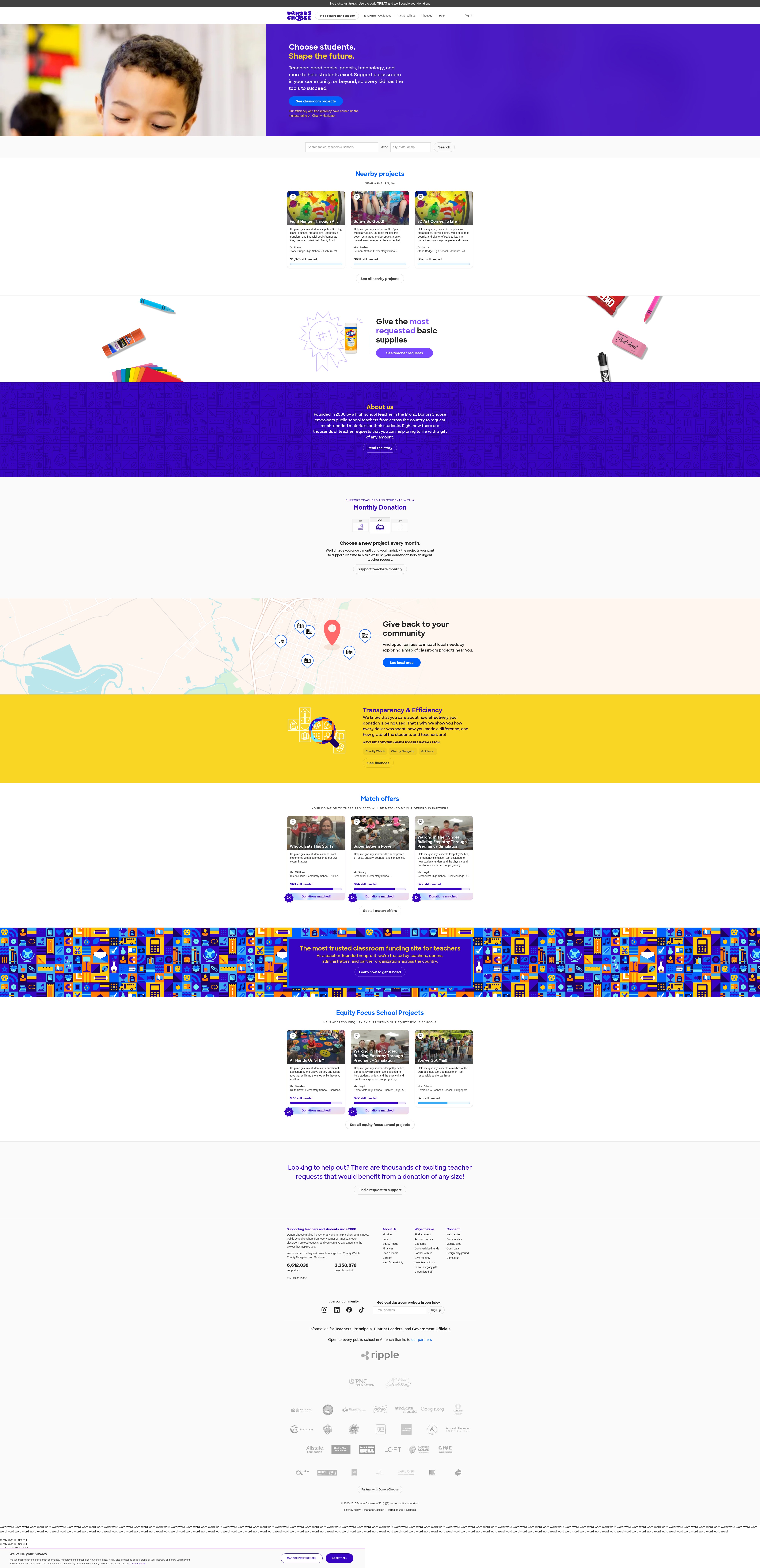 Screenshot of secure.donorschoose.org