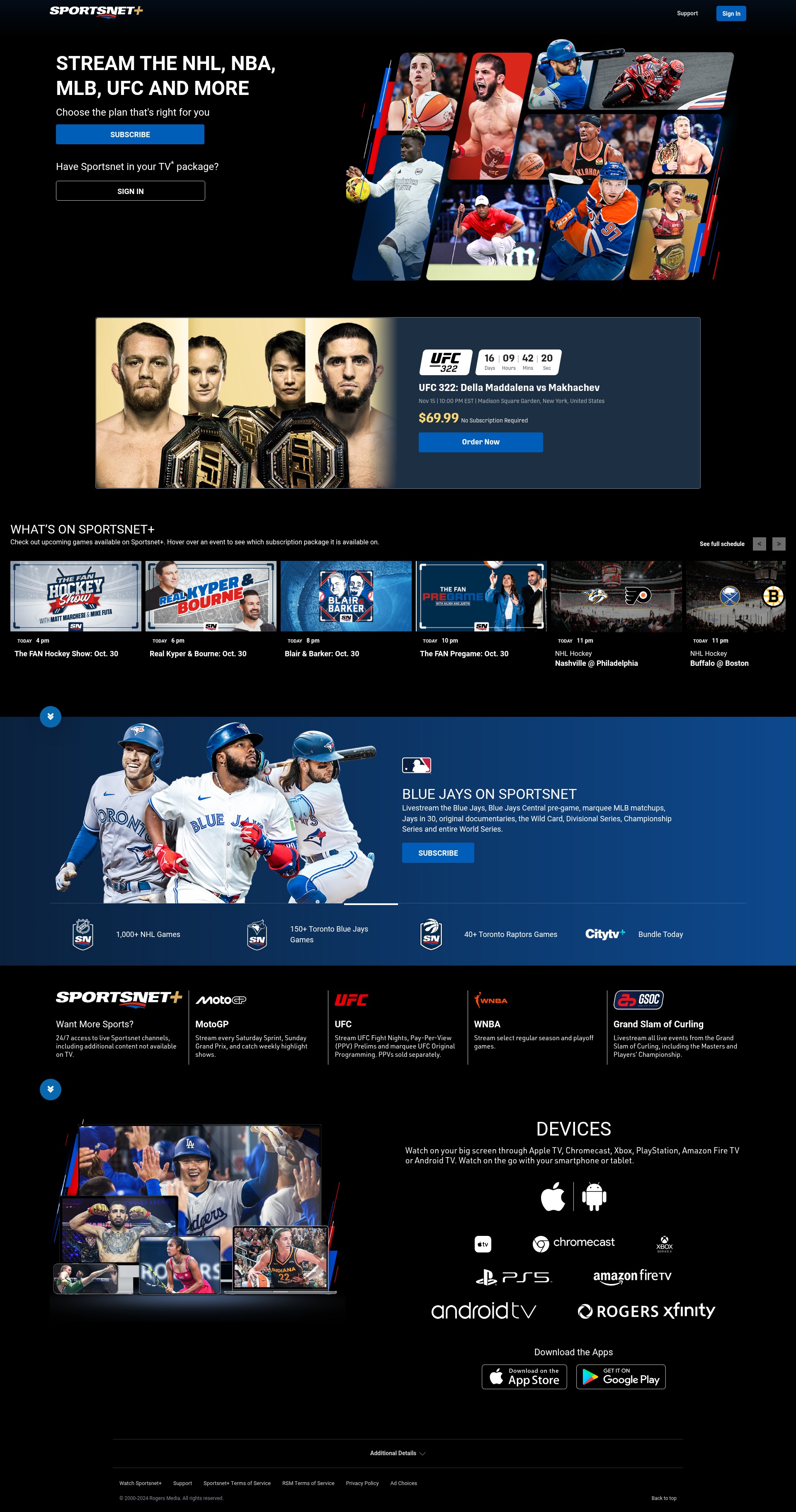 Screenshot of secure.sportsnetplus.ca