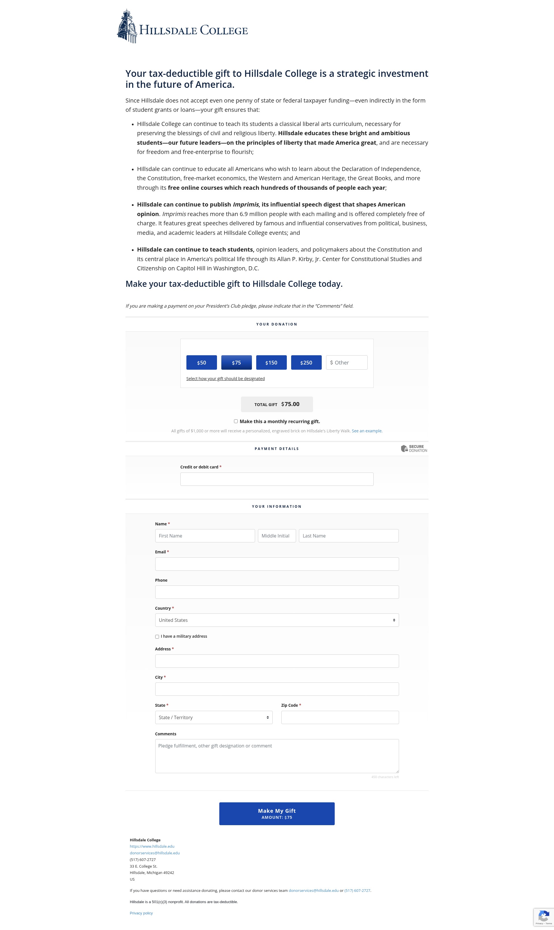 Screenshot of secured.hillsdale.edu