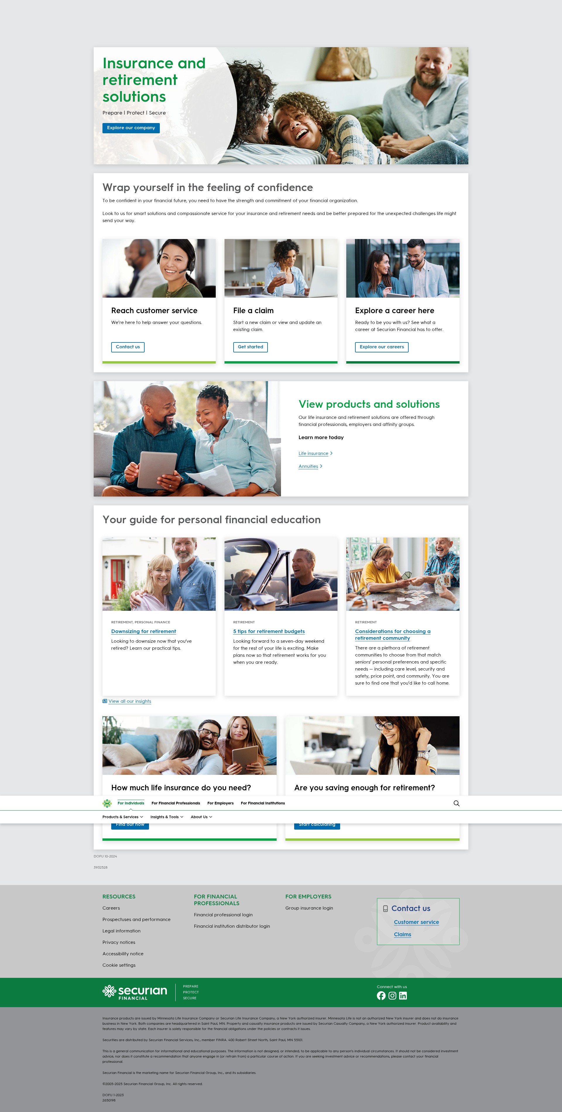 Screenshot of securian.com