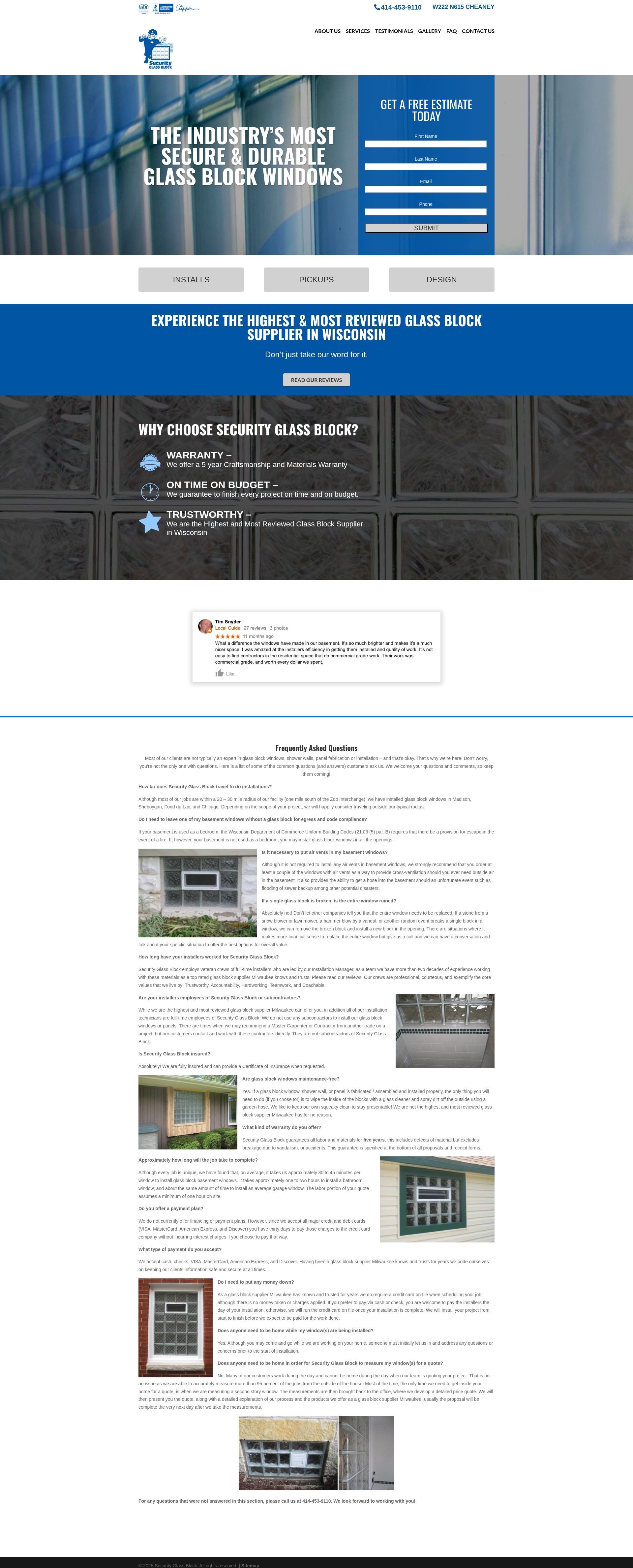Screenshot of securityglassblockwi.com