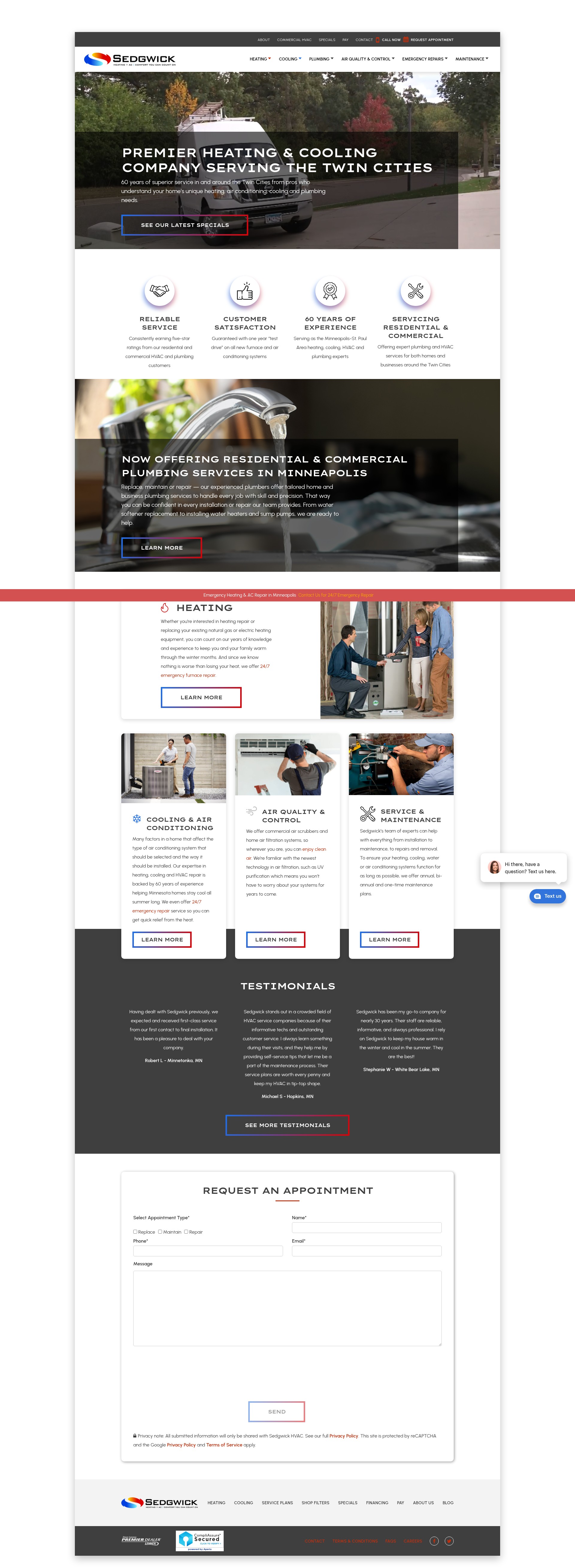 Screenshot of sedgwickheating.com